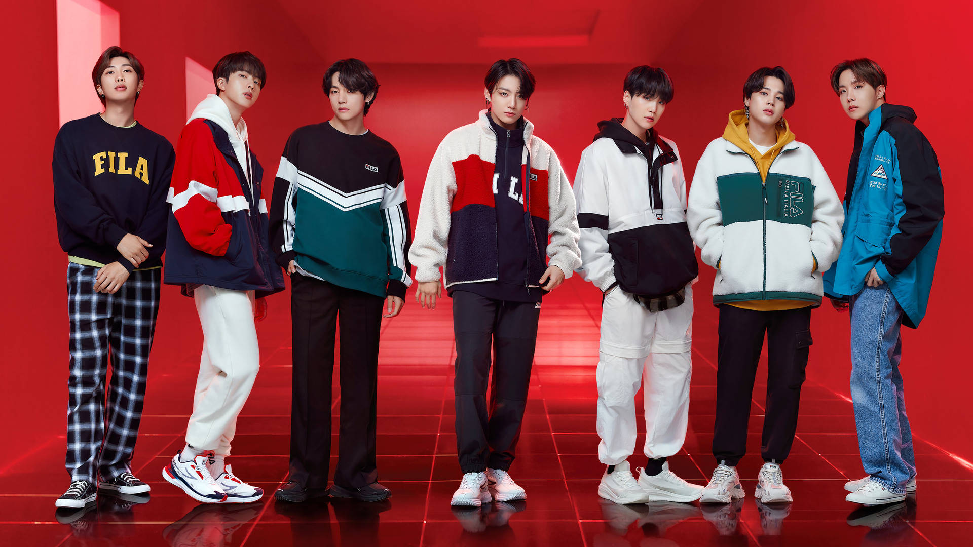BTS Grup Fotoğrafı Fila İçin Duvar Kağıdı