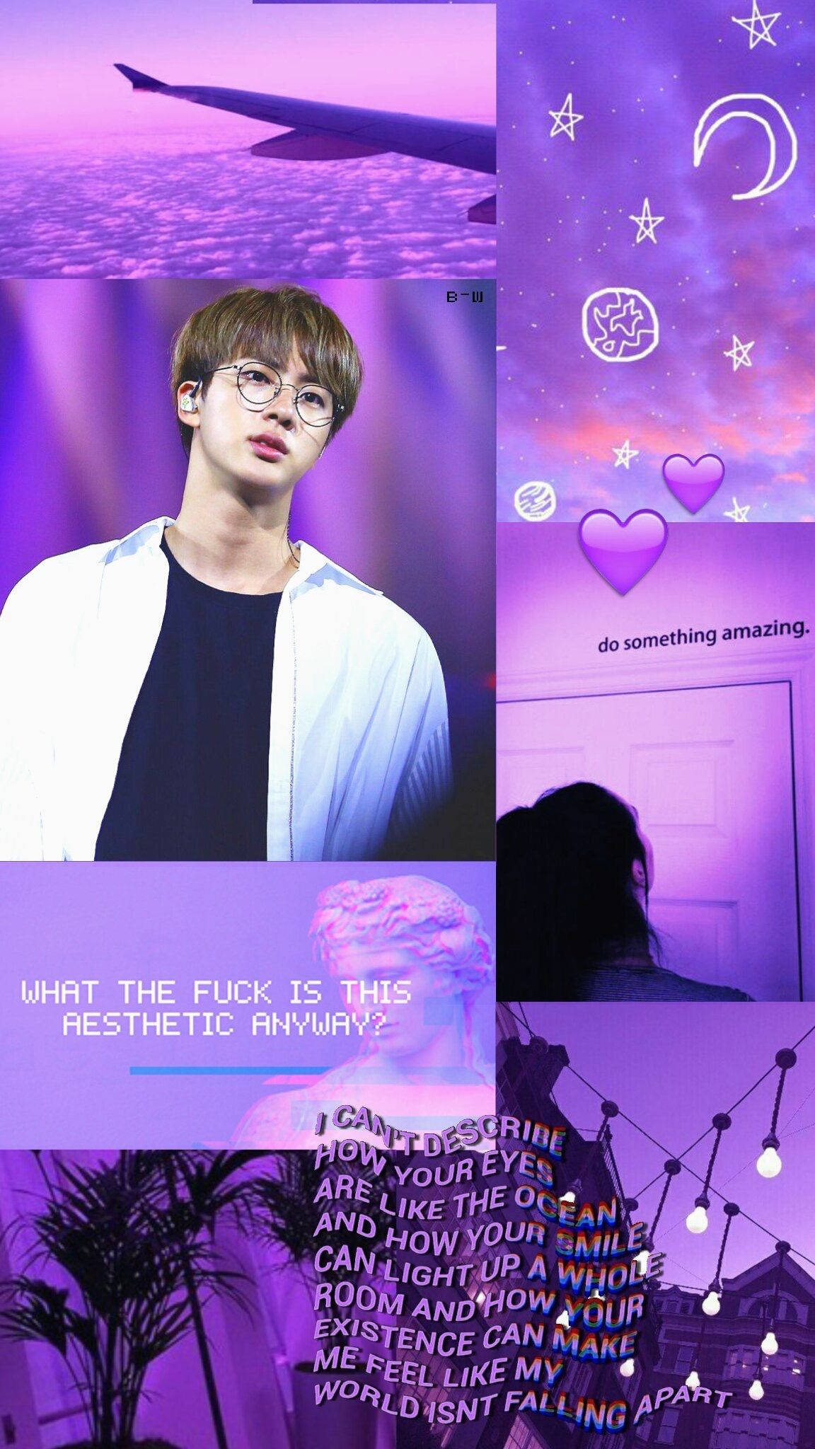 BTS Jin Pastel Mor Estetik Duvar Kağıdı