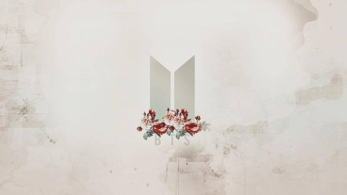 BTS Logosu Çiçekli Dizüstü Bilgisayar Duvar Kağıdı