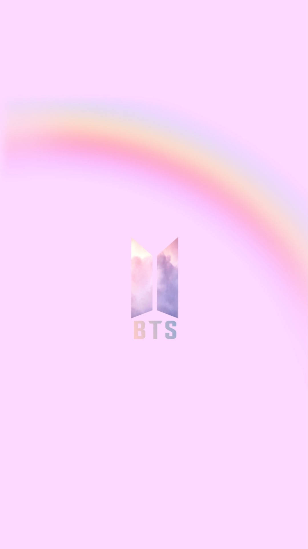 BTS Logosu Pembe Gökkuşağı Duvar Kağıdı