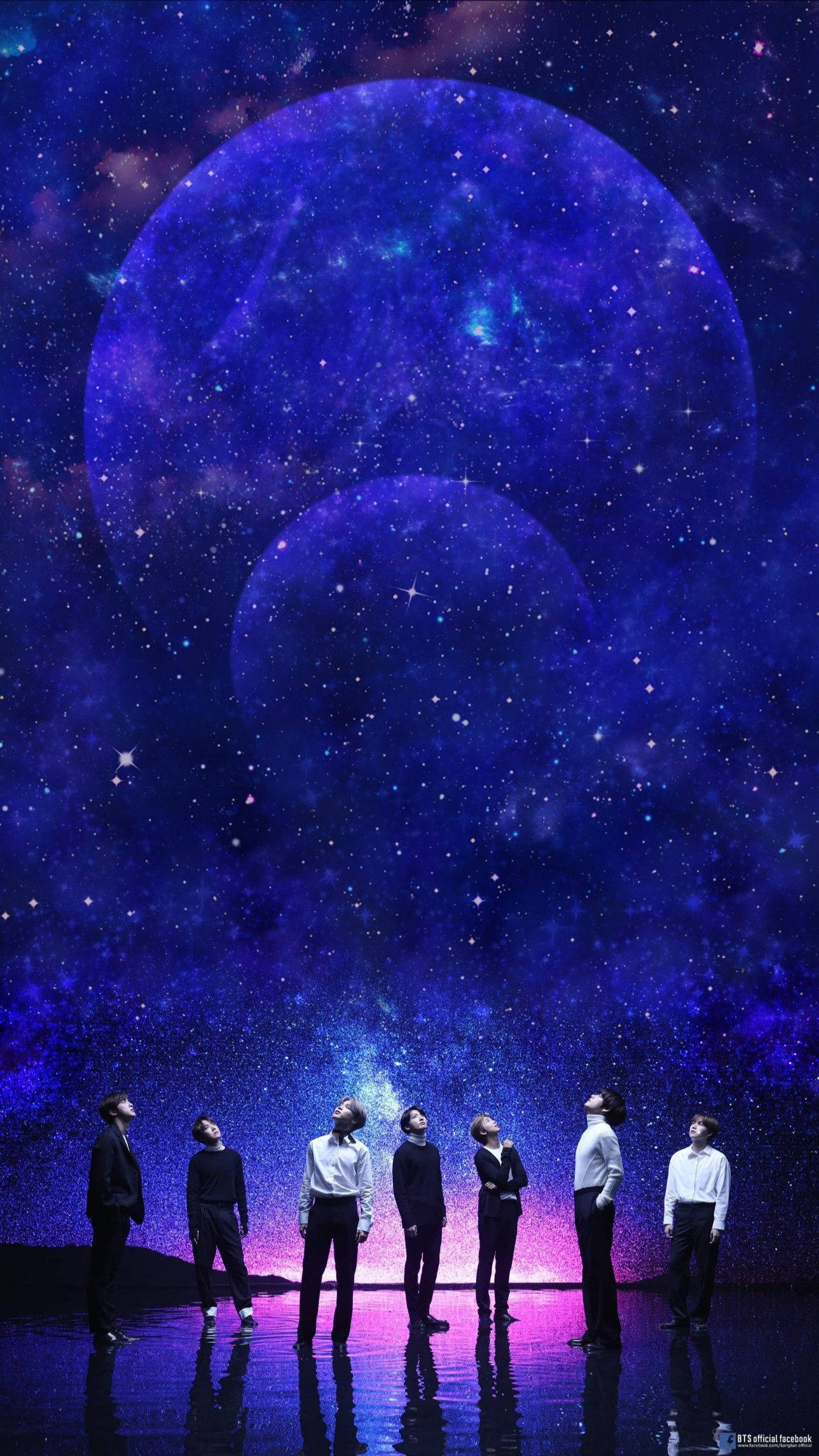 BTS Pastel Mor Işıltılı Arka Planda Duvar Kağıdı