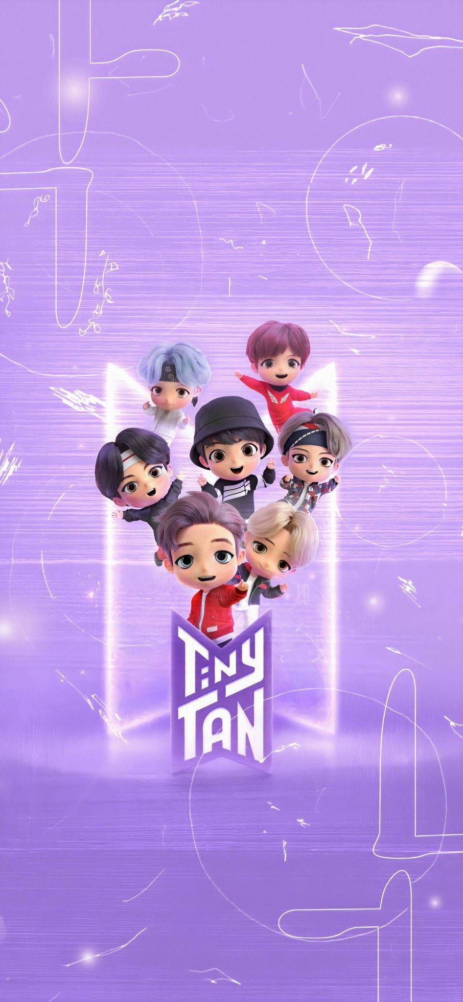 BTS Tinytan Pastel Mor Portre Duvar Kağıdı