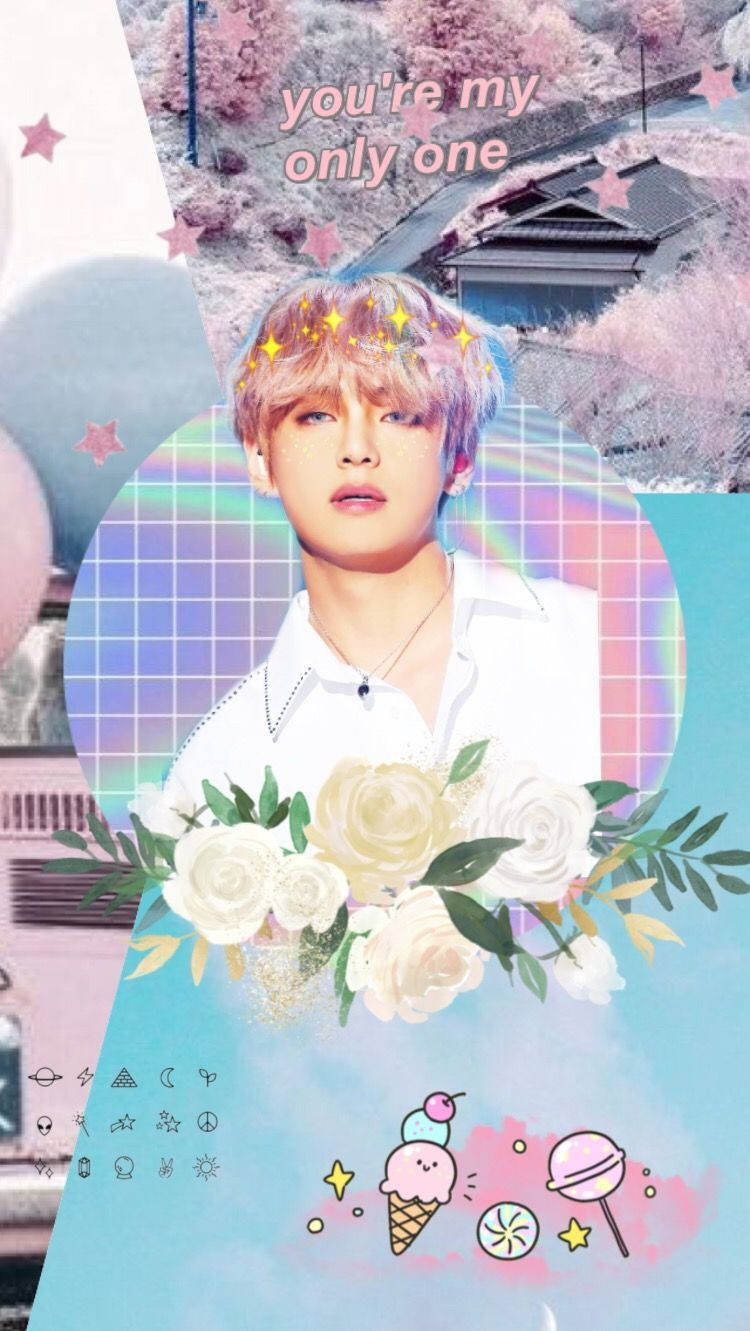 BTS Üyesi V Pastel Renkler Estetiği — Pastel estetik GIF Duvar Kağıdı