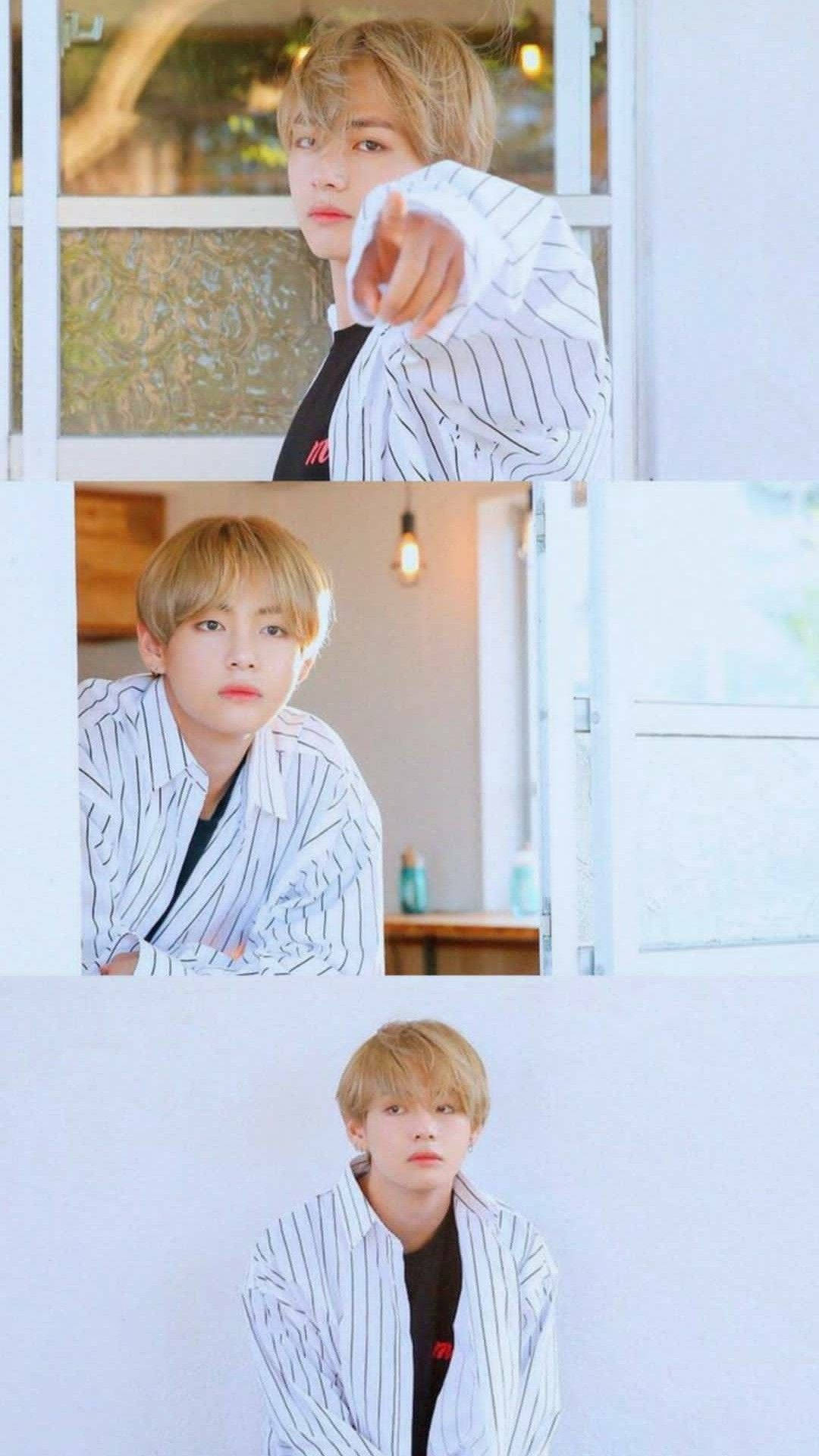 BTS V Beyaz Kolaj Duvar Kağıdı