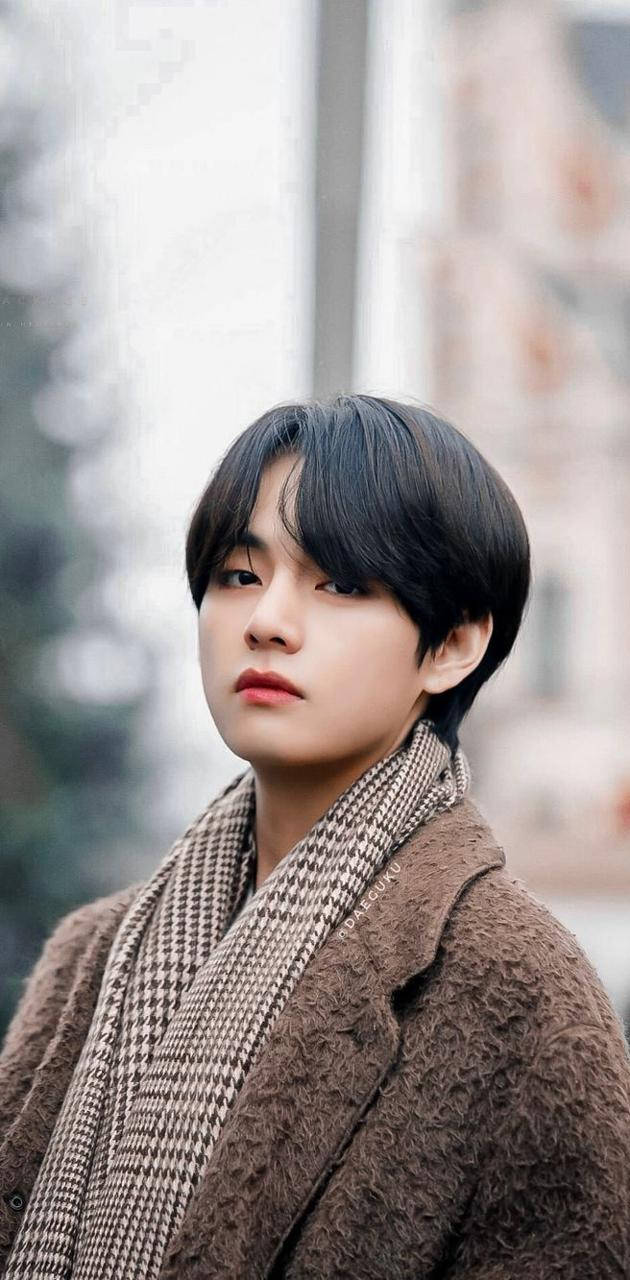 BTS V Kahverengi Kış Kombini Duvar Kağıdı