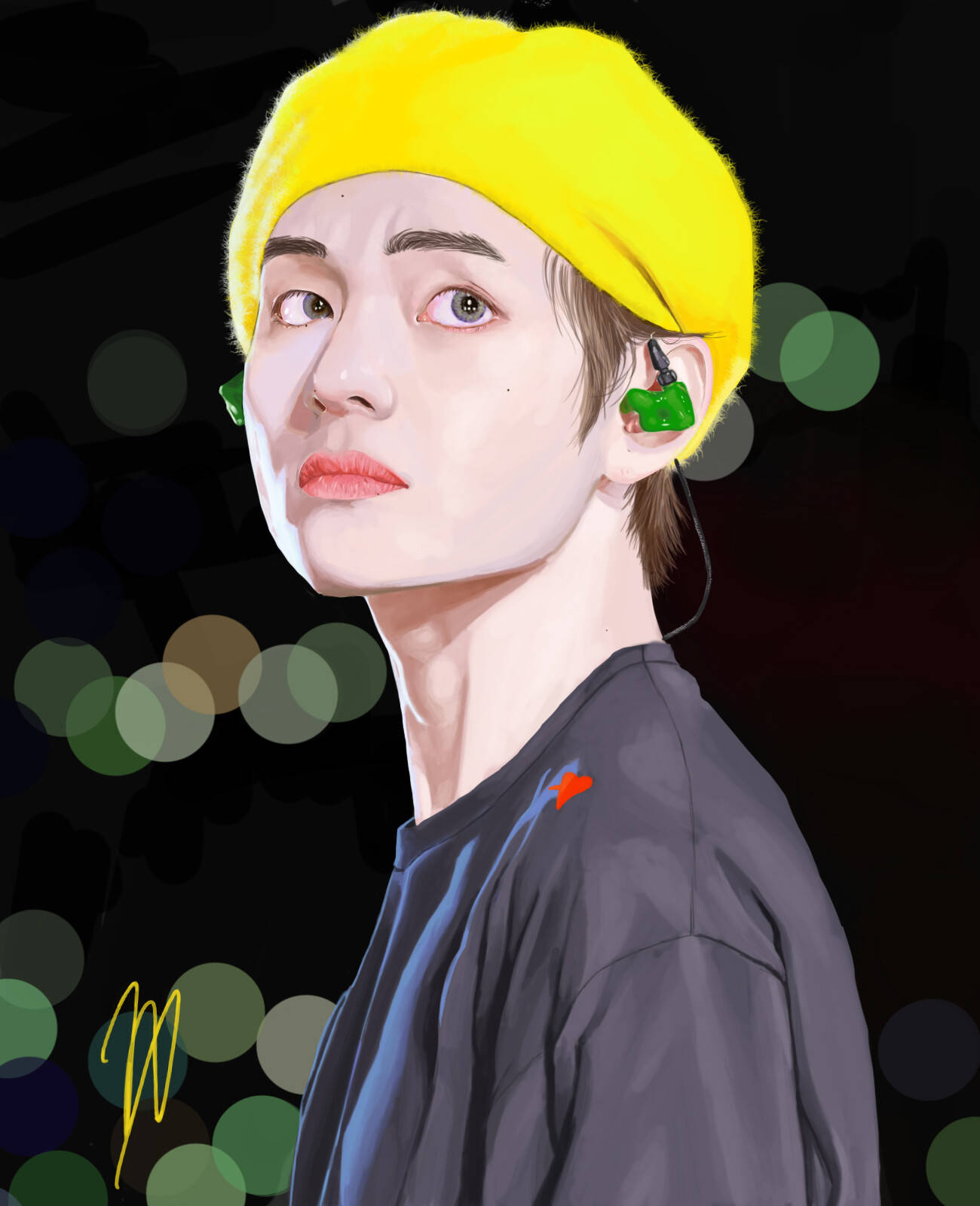 BTS V Sarı Bere Sanatı Duvar Kağıdı
