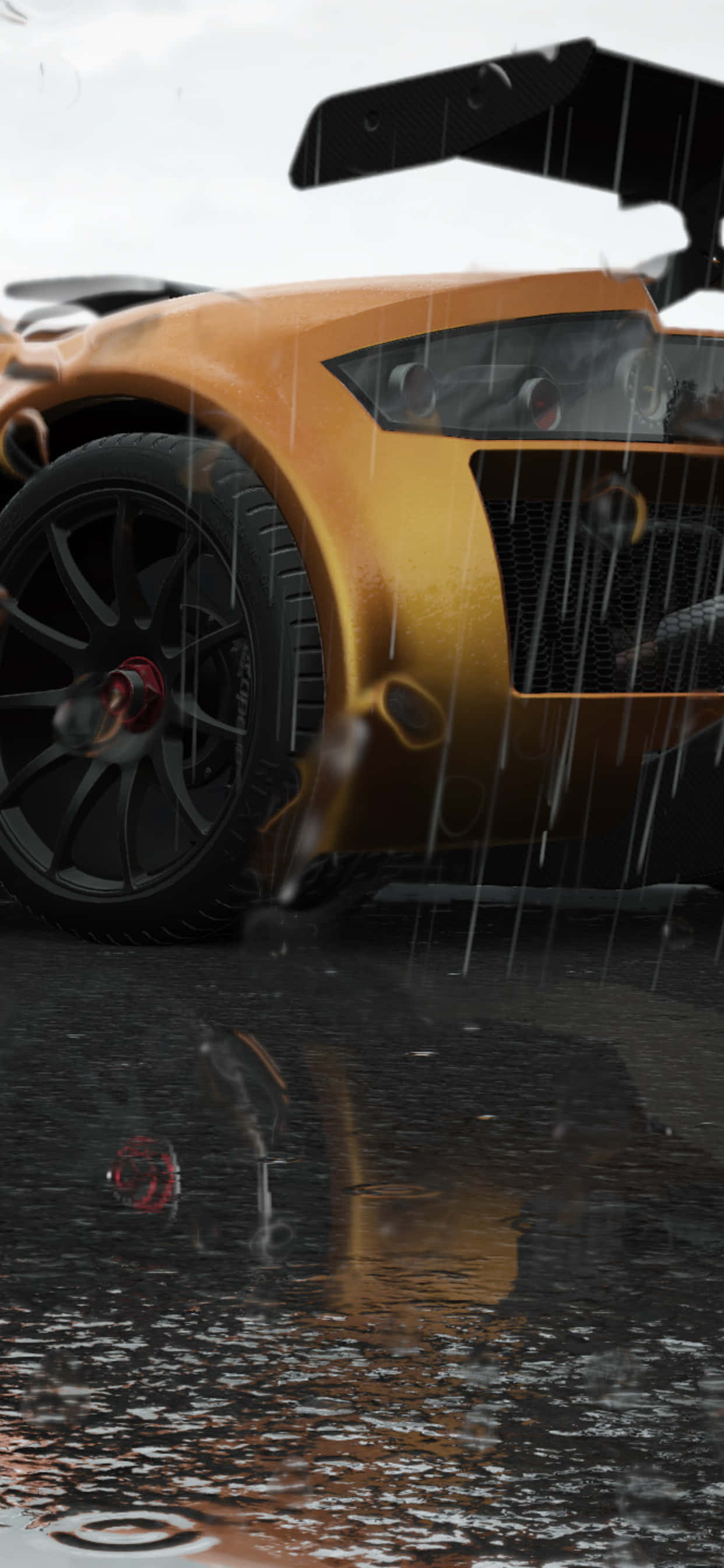 Bu görüntü, Project Cars 2'yi içeren bir iPhone Xs Max yarış simülatörünü göstermektedir Duvar Kağıdı