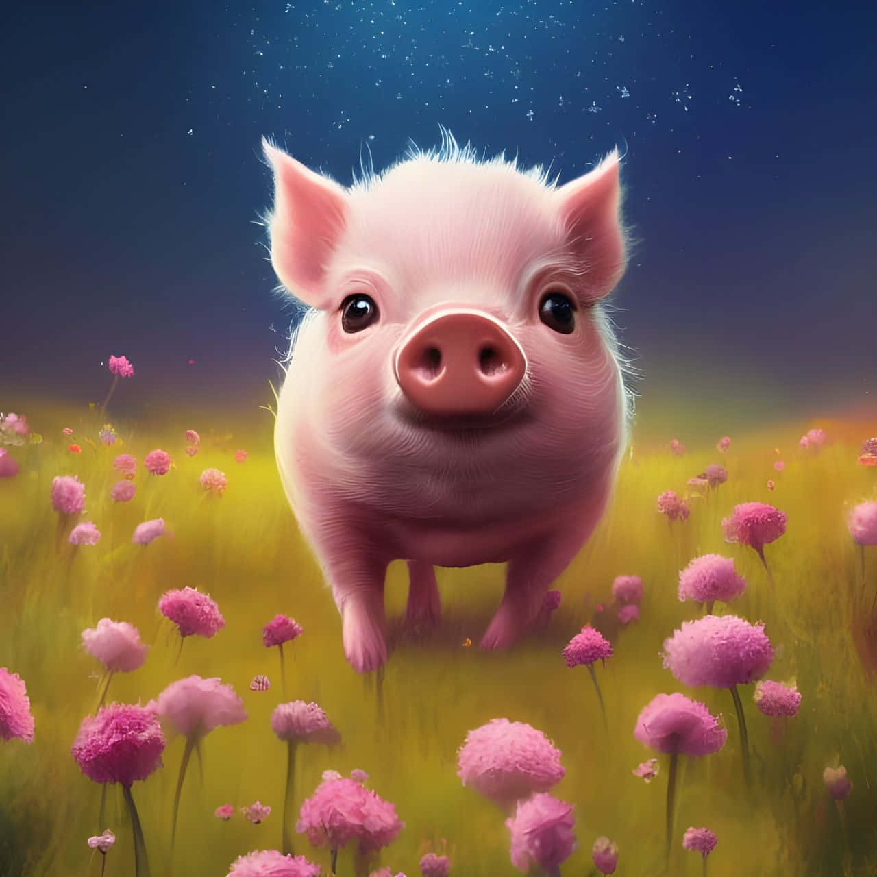 Bu sevimli domuz yavrusu kocaman gülümsüyor! Duvar Kağıdı
