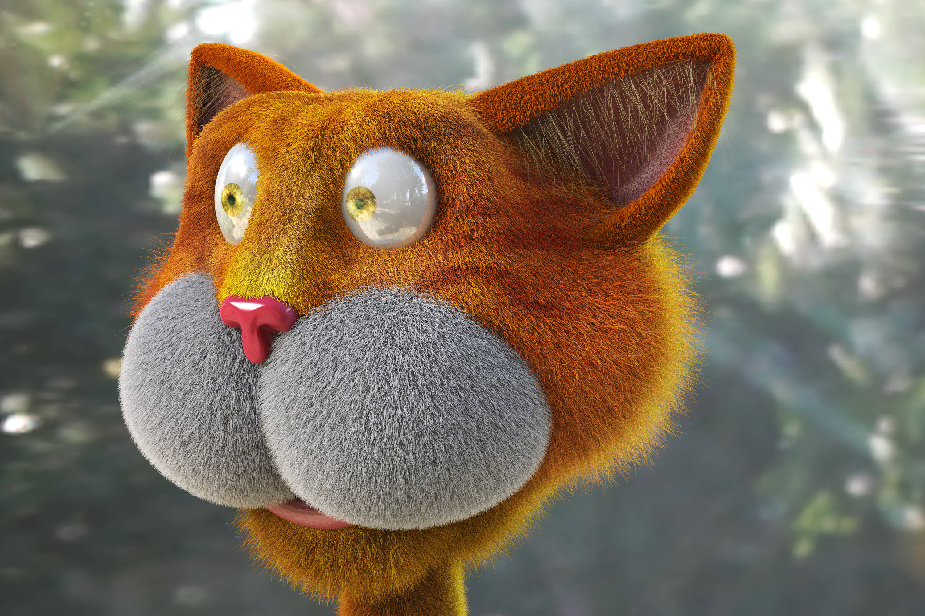 Bu sevimli gerçekçi 3D turuncu kedi gününüzü aydınlatacak! Duvar Kağıdı