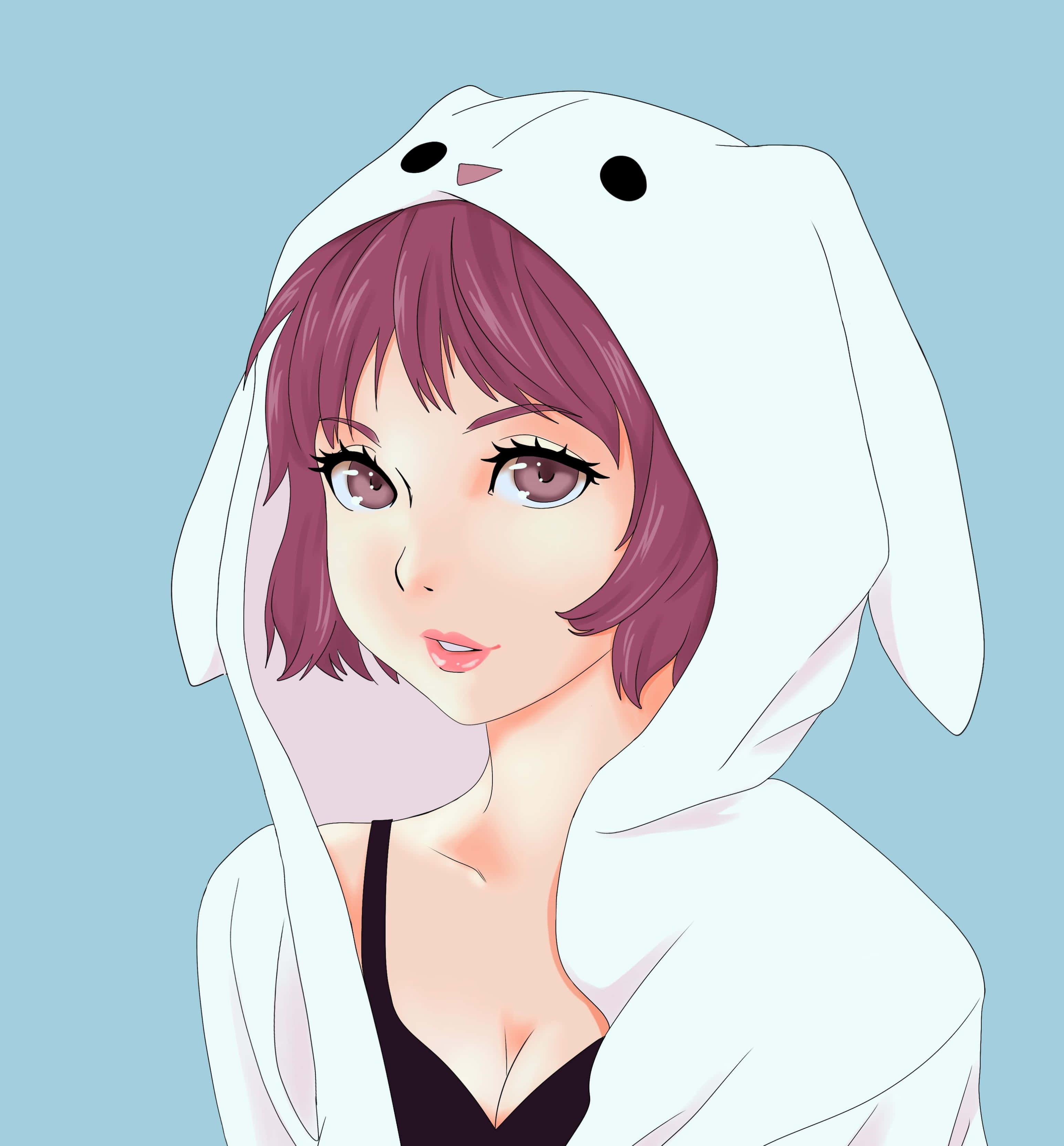 Bu şık anime kızı sweatshirt'ü ile bu kış sıcacık kalın! Duvar Kağıdı