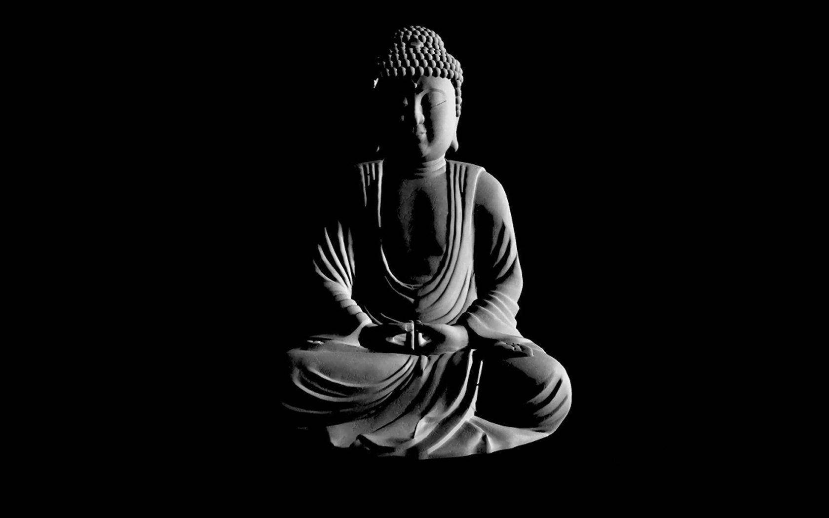 Buda 3D Gri Heykelcik Duvar Kağıdı
