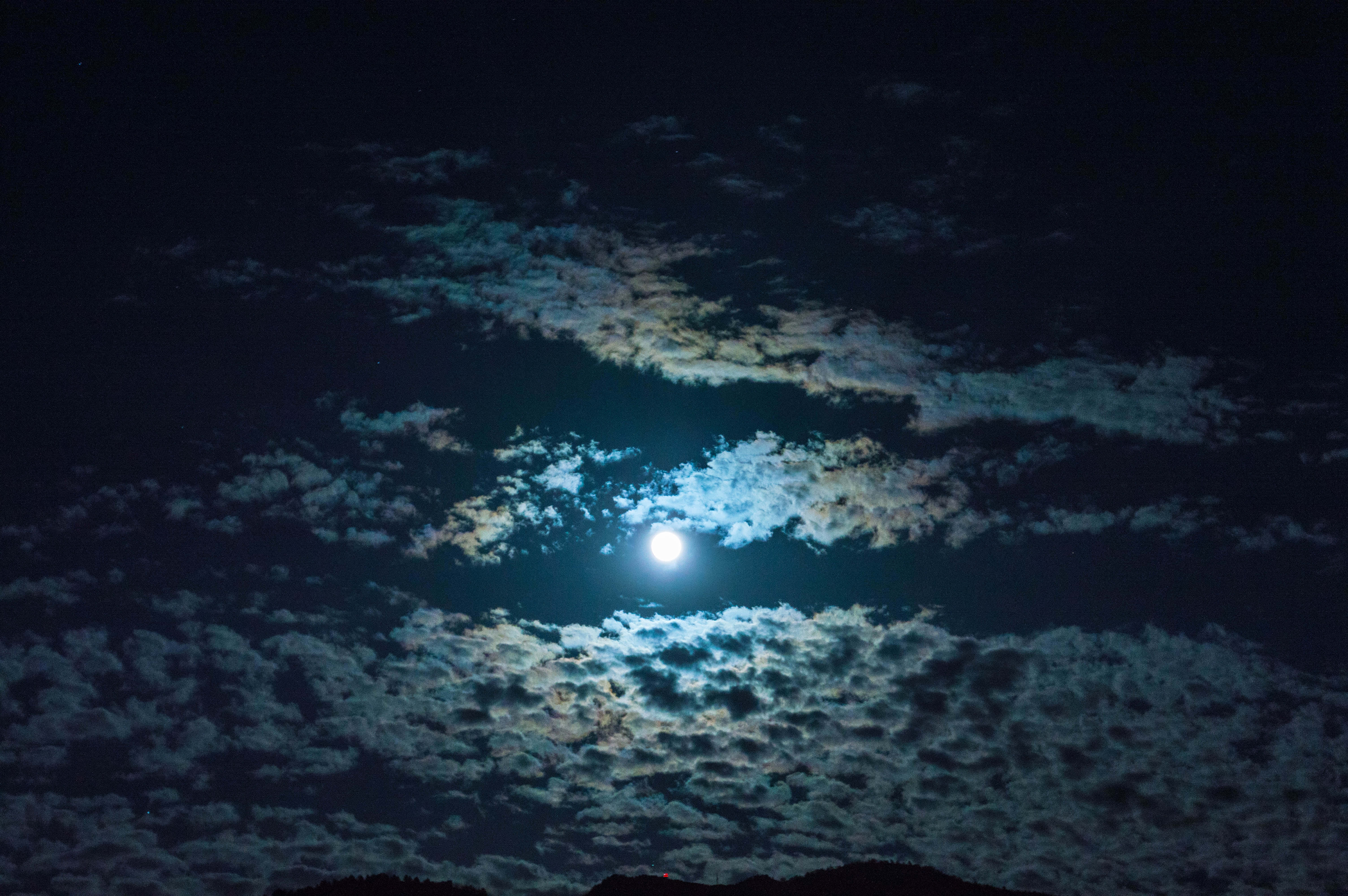 Bulutlu Gece Ay Görseli Duvar Kağıdı