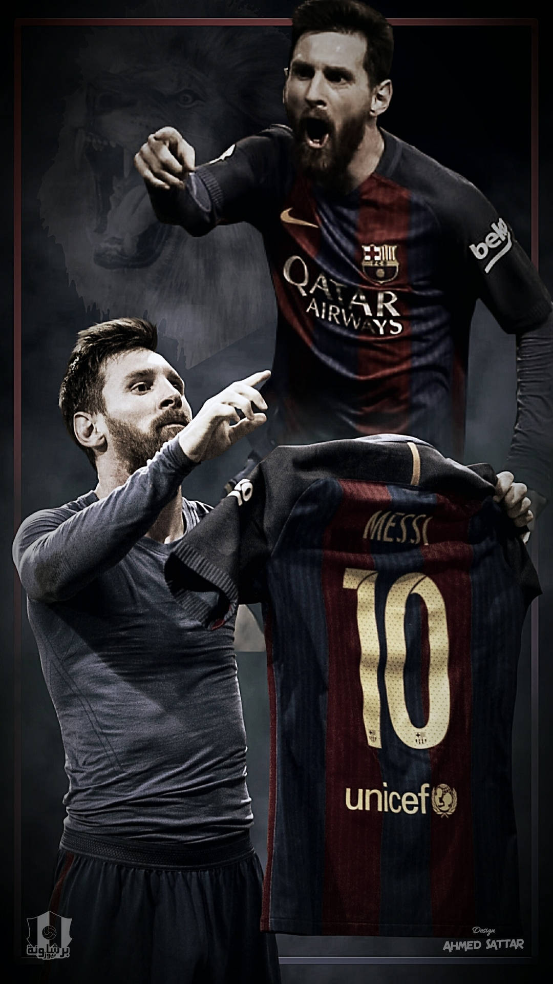 Lionel Messi'nin bağırarak formasını kaldırdığı sanat duvar kağıdı