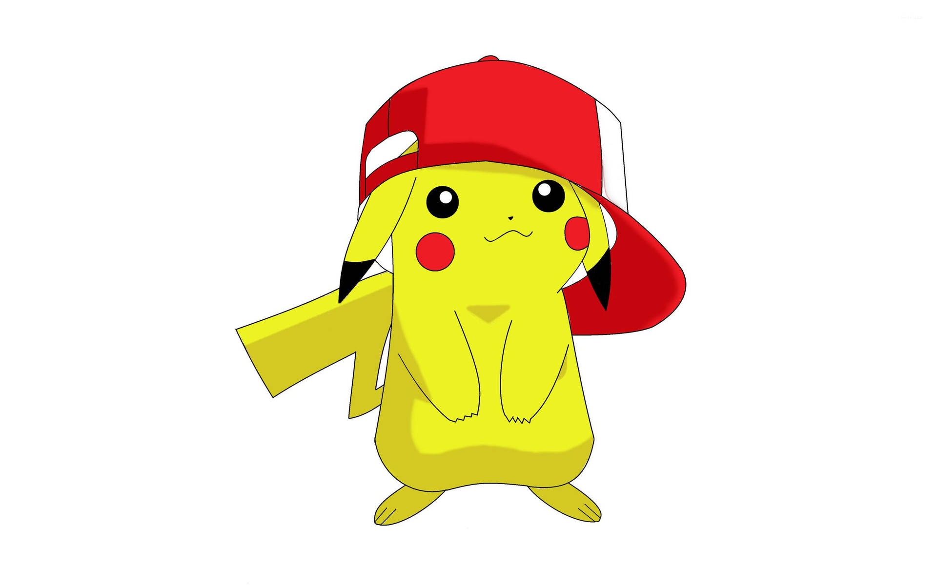 Büyük kırmızı şapka takan Pikachu duvar kağıdı.