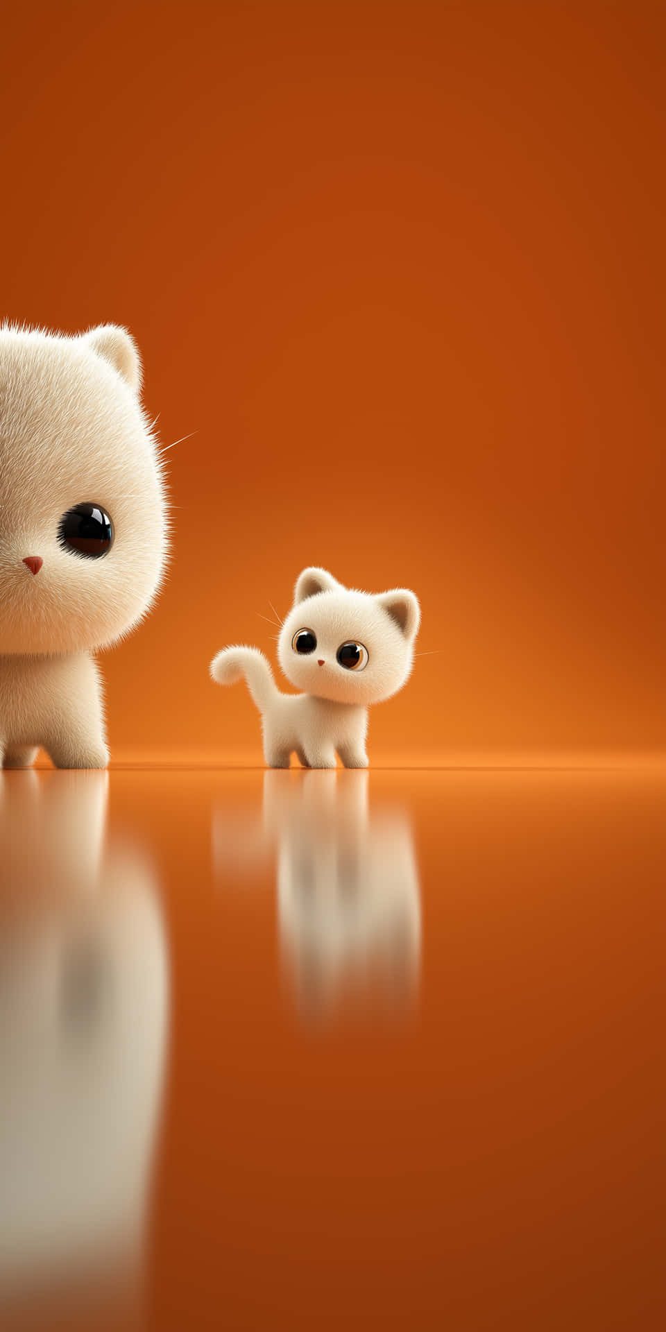kedi yavrusu, kedi, sevimli, tüylü, şirin, beyaz, çizgi film, hayvan, evcil hayvan, turuncu, arka plan, minimalist, göz, burun, kuyruk, yansıma, yumuşak, tüylü, oyuncu, masum