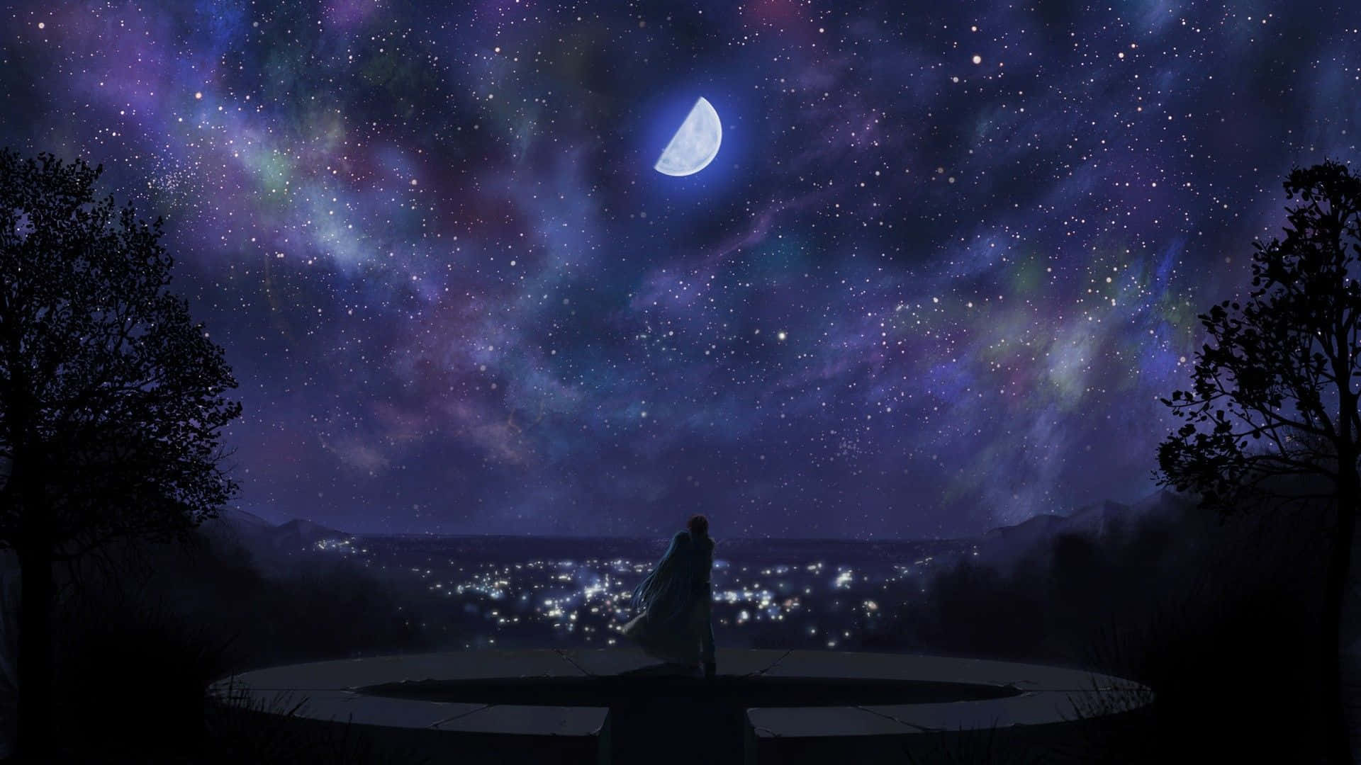 Büyüleyici Anime Manzarası ve Kiraz Çiçeği Ağacı Duvar Kağıdı