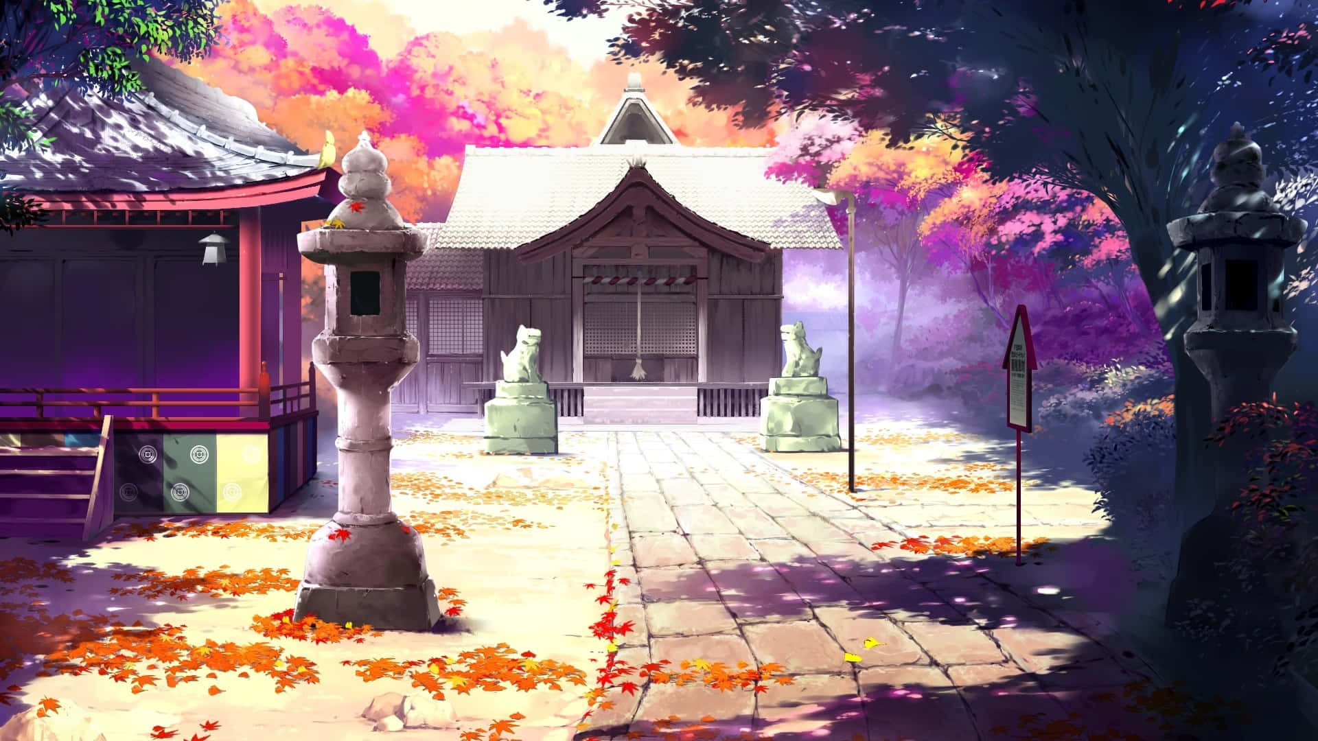 Büyüleyici Anime Manzarası ve Kiraz Çiçeği Ağaçları Duvar Kağıdı