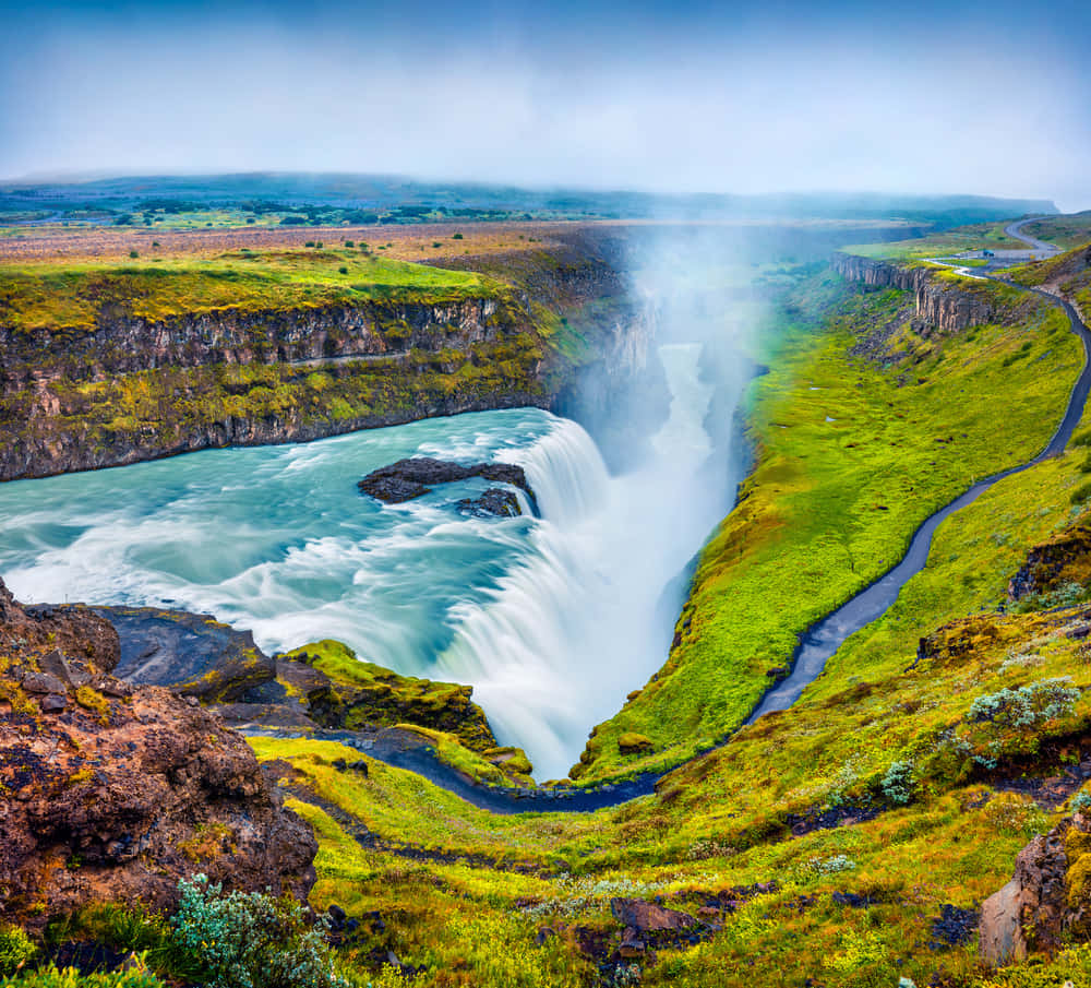 Büyüleyici Gullfoss Şelalesi, Güneybatı İzlanda Duvar Kağıdı