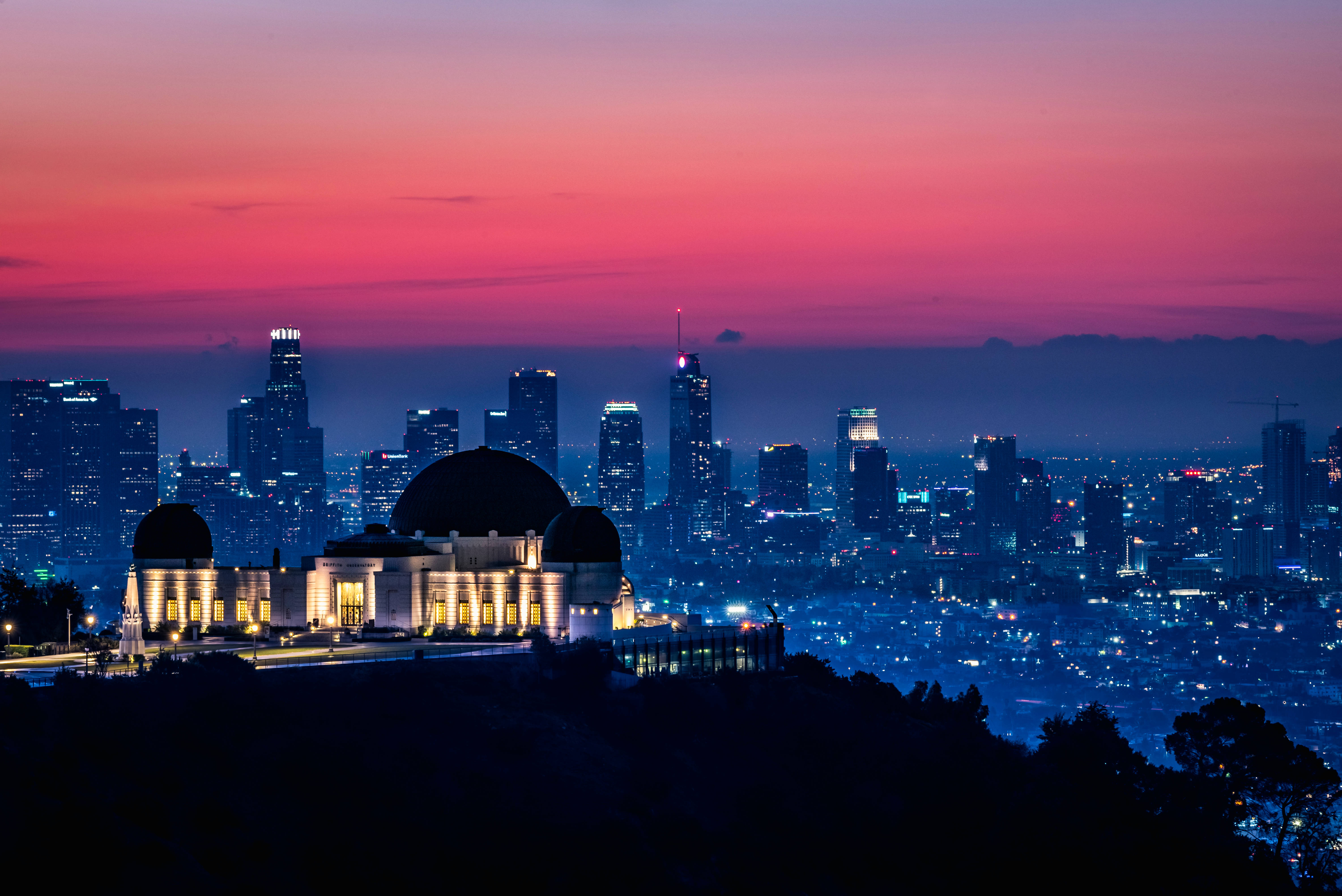Büyüleyici Los Angeles Gün Batımı Griffith Gözlemevi'nden Duvar Kağıdı