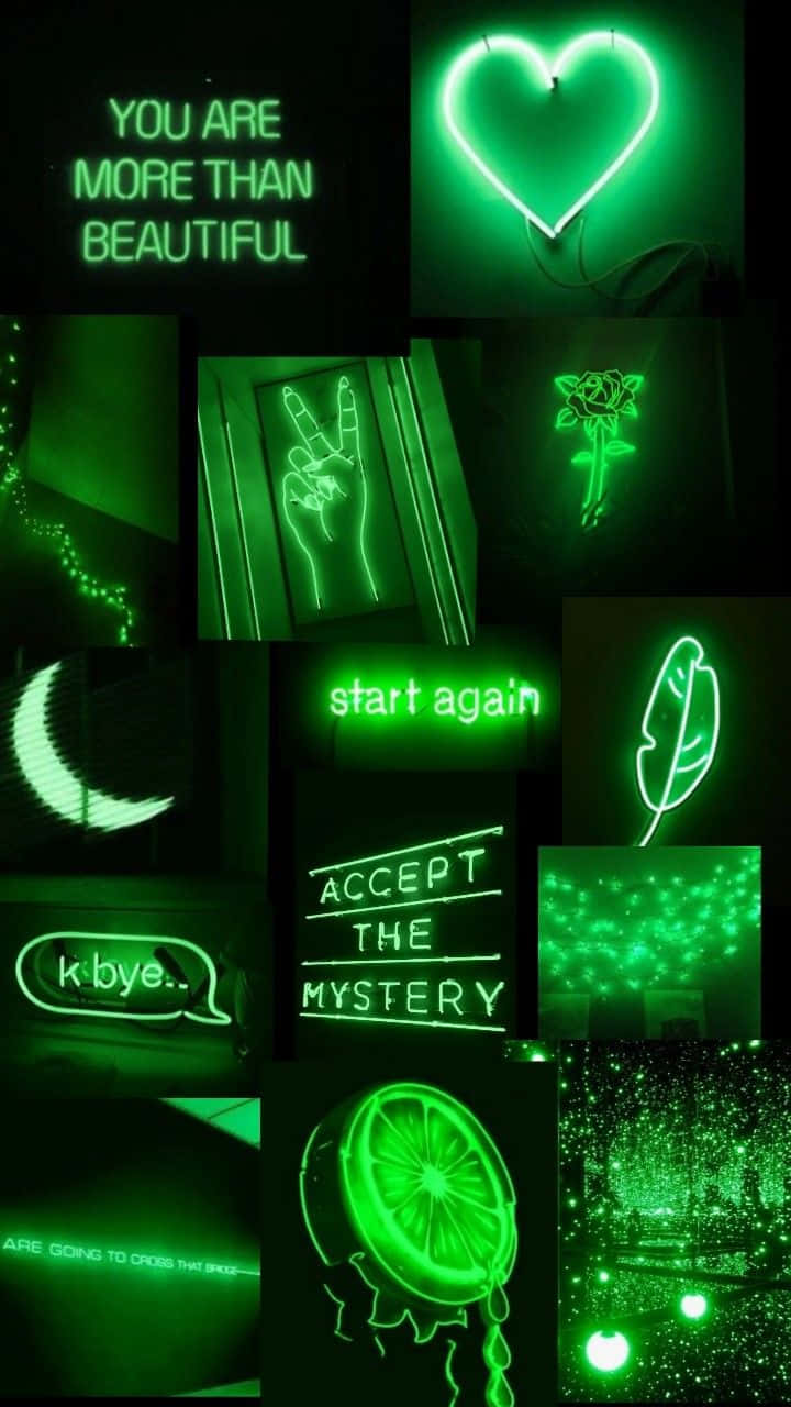 Büyüleyici Neon Yeşil Estetik Arka Plan Duvar Kağıdı