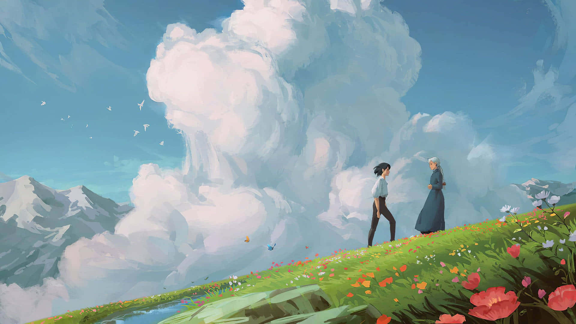 Estetik Ghibli — Anime manzara GIF Duvar Kağıdı