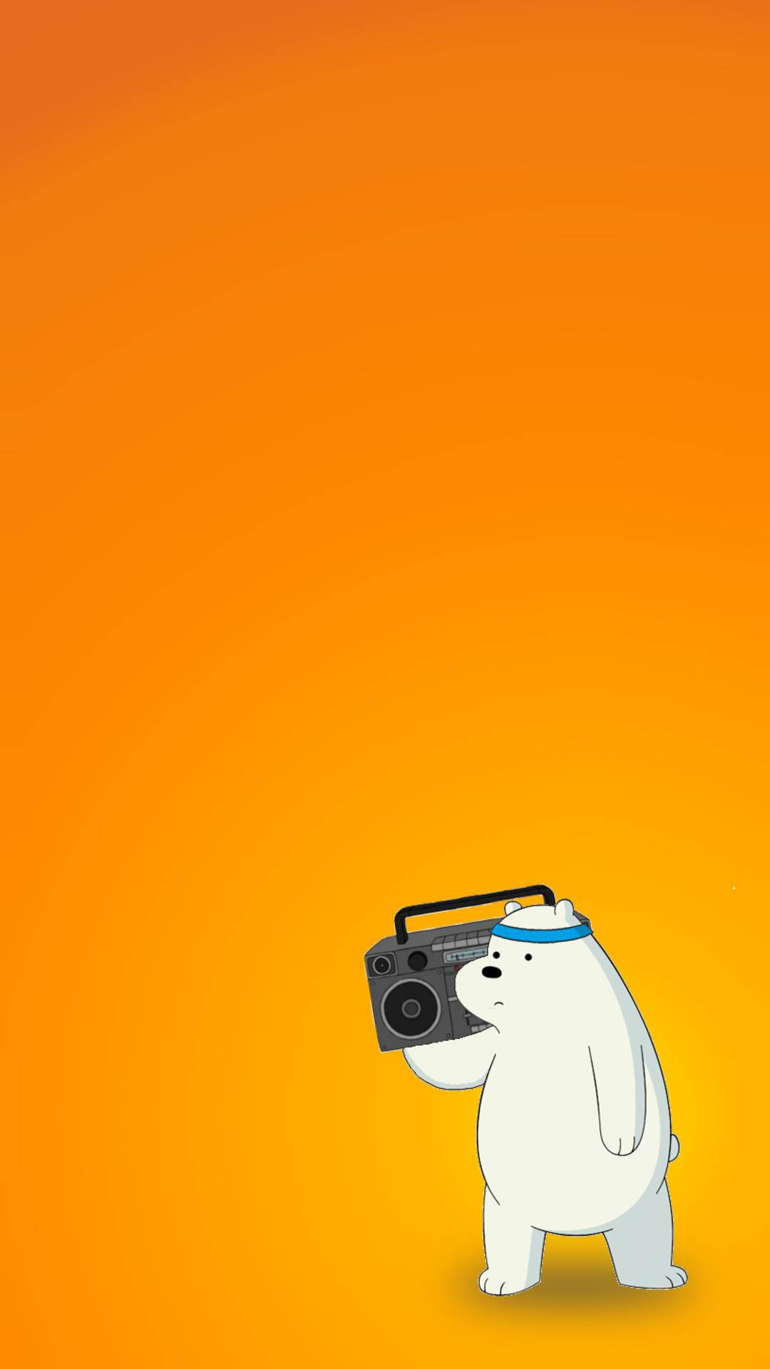 Buz Ayı We Bare Bears Müzik Kutusu Turuncu Estetik Duvar Kağıdı
