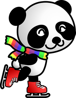 Buz Pateni Yapan Panda Karikatürü Duvar Kağıdı
