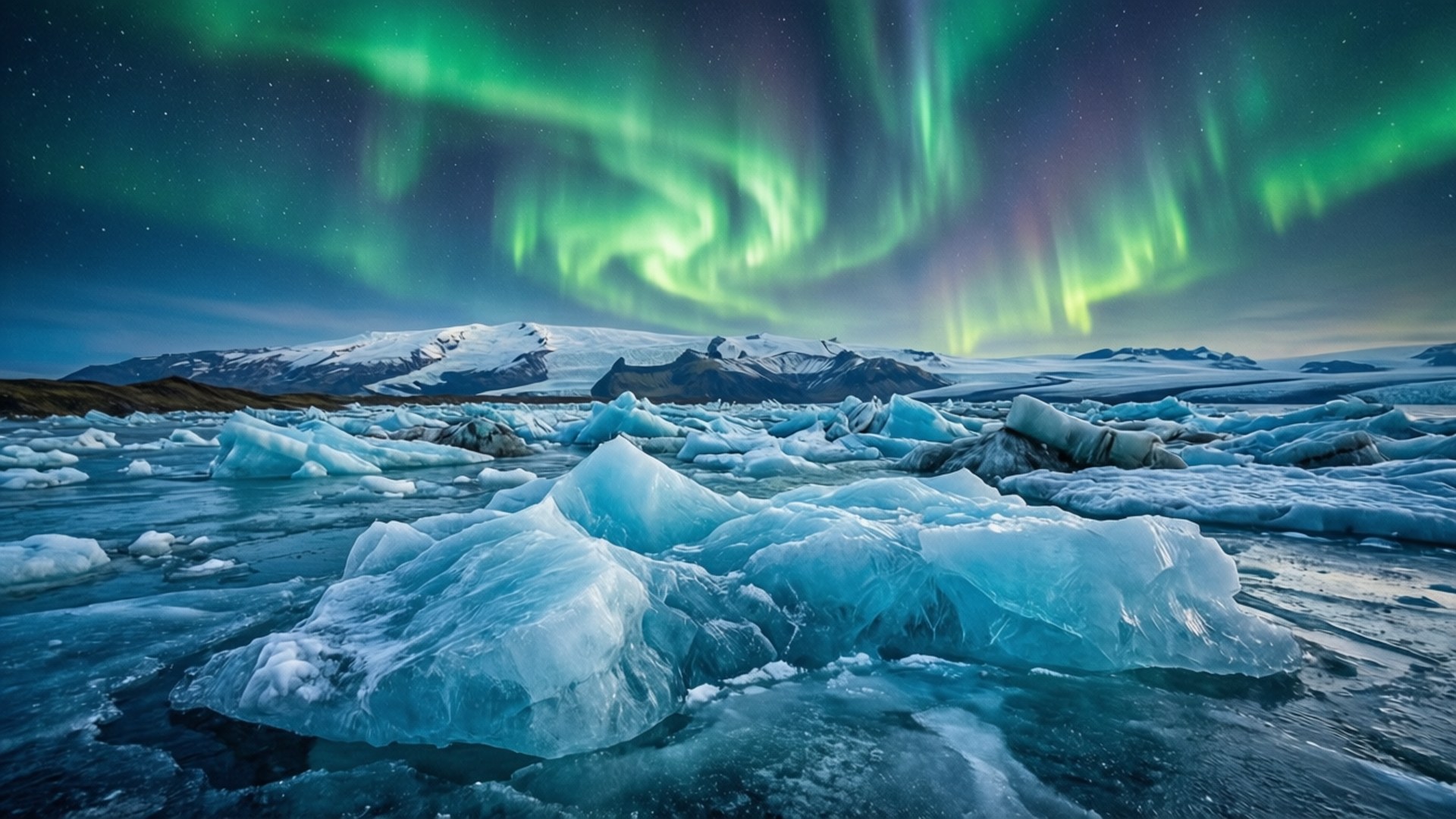 Buzul Tundra Yeşil Aurora Duvar Kağıdı