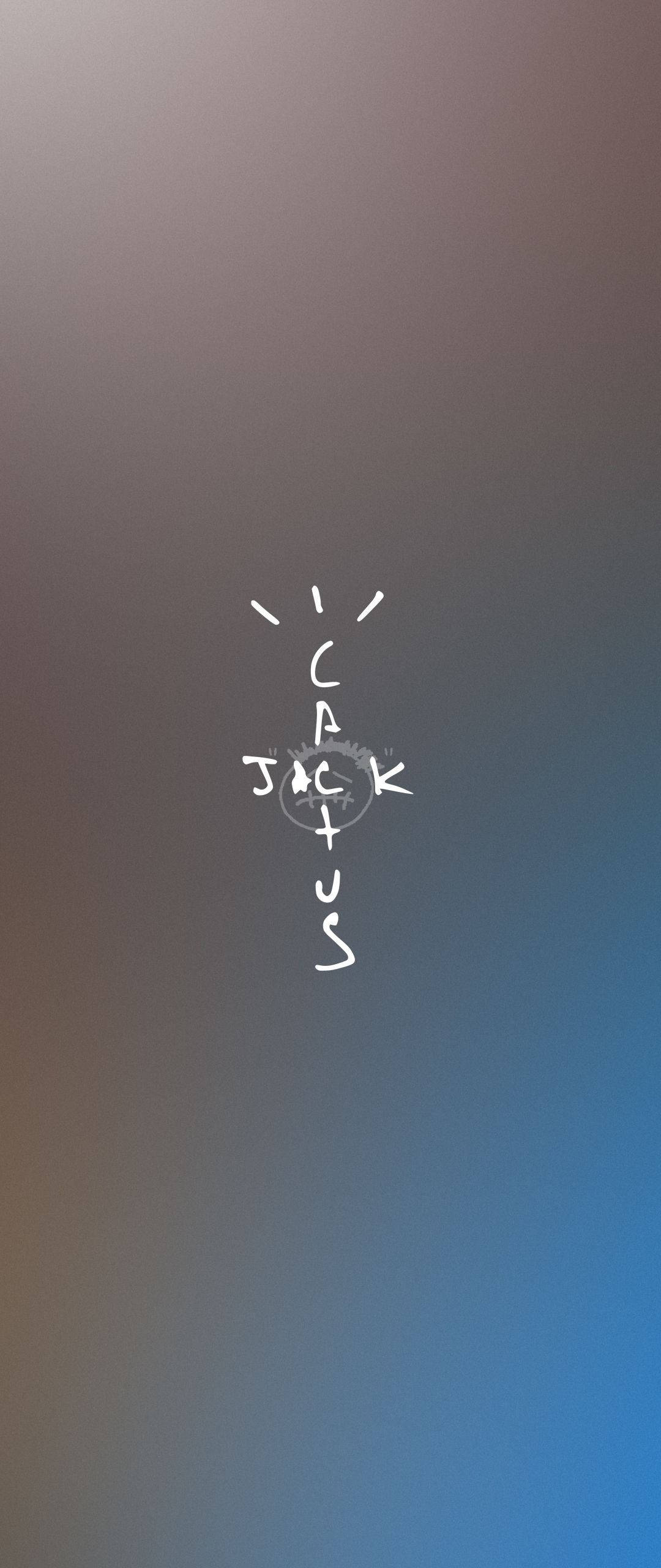Cactus Jack Travis Scott Metin Logosu Mavi ve Gri Duvar Kağıdı