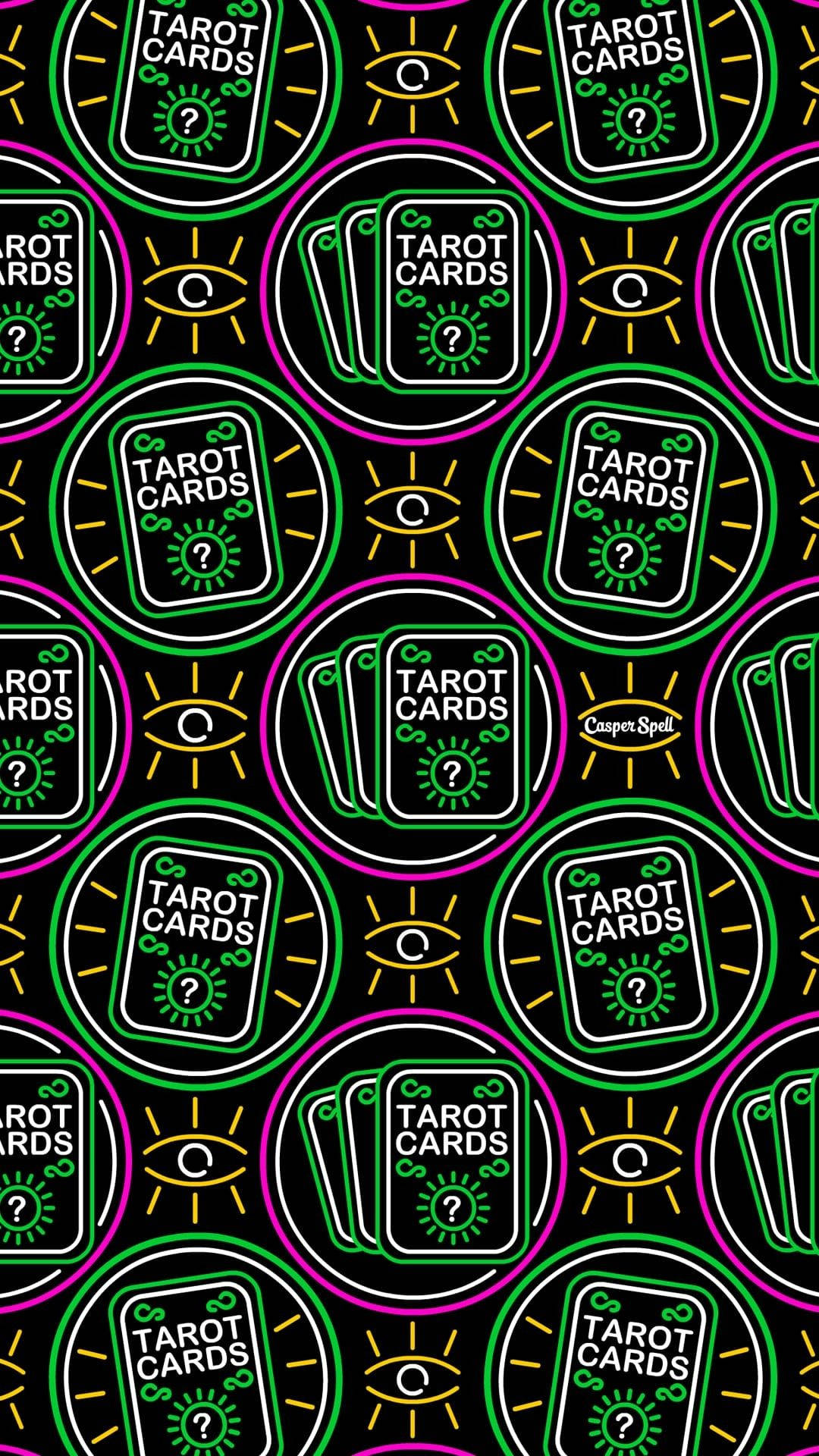 Cadı Estetiği Tarot Kartları Deseni Duvar Kağıdı