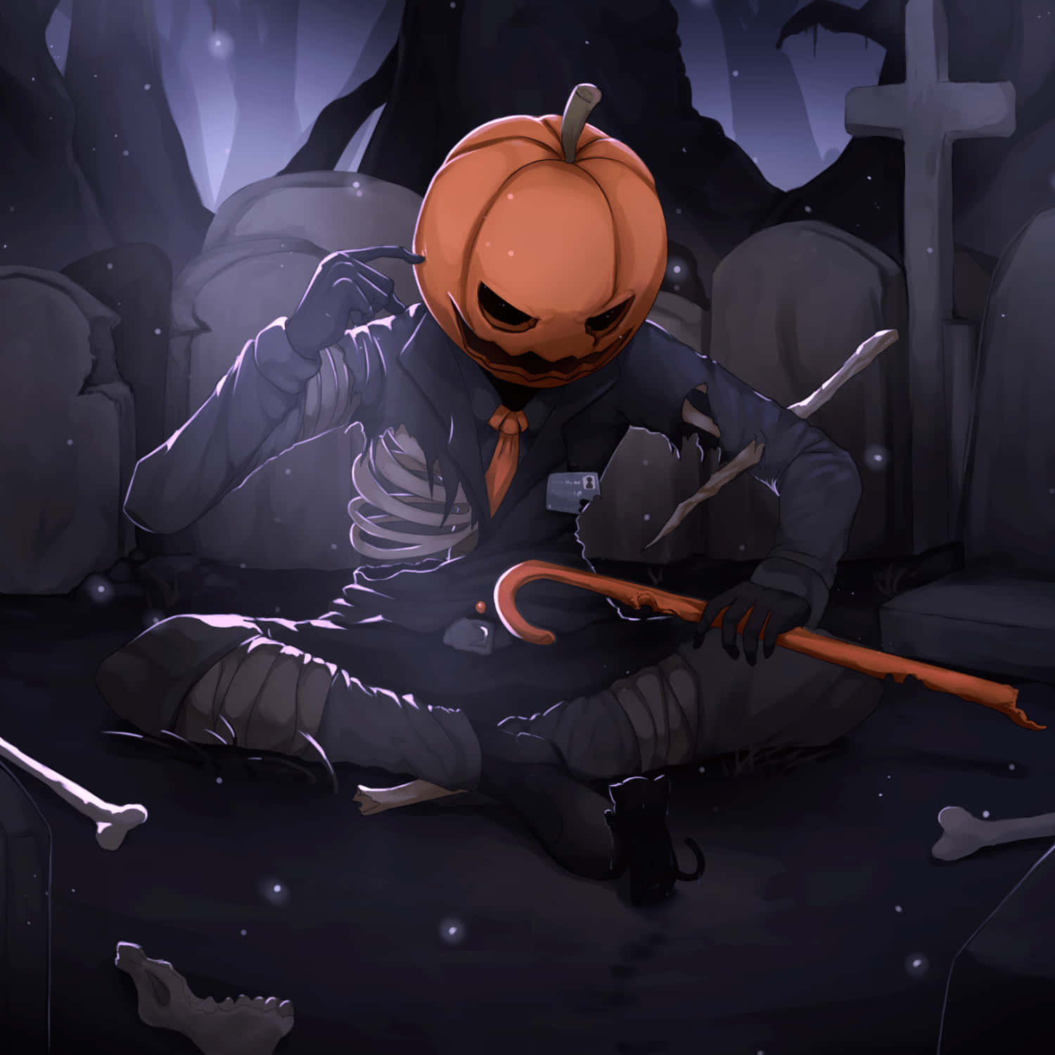 Cadılar Bayramı Balkabağı Adam Anime PFP Estetik Duvar Kağıdı