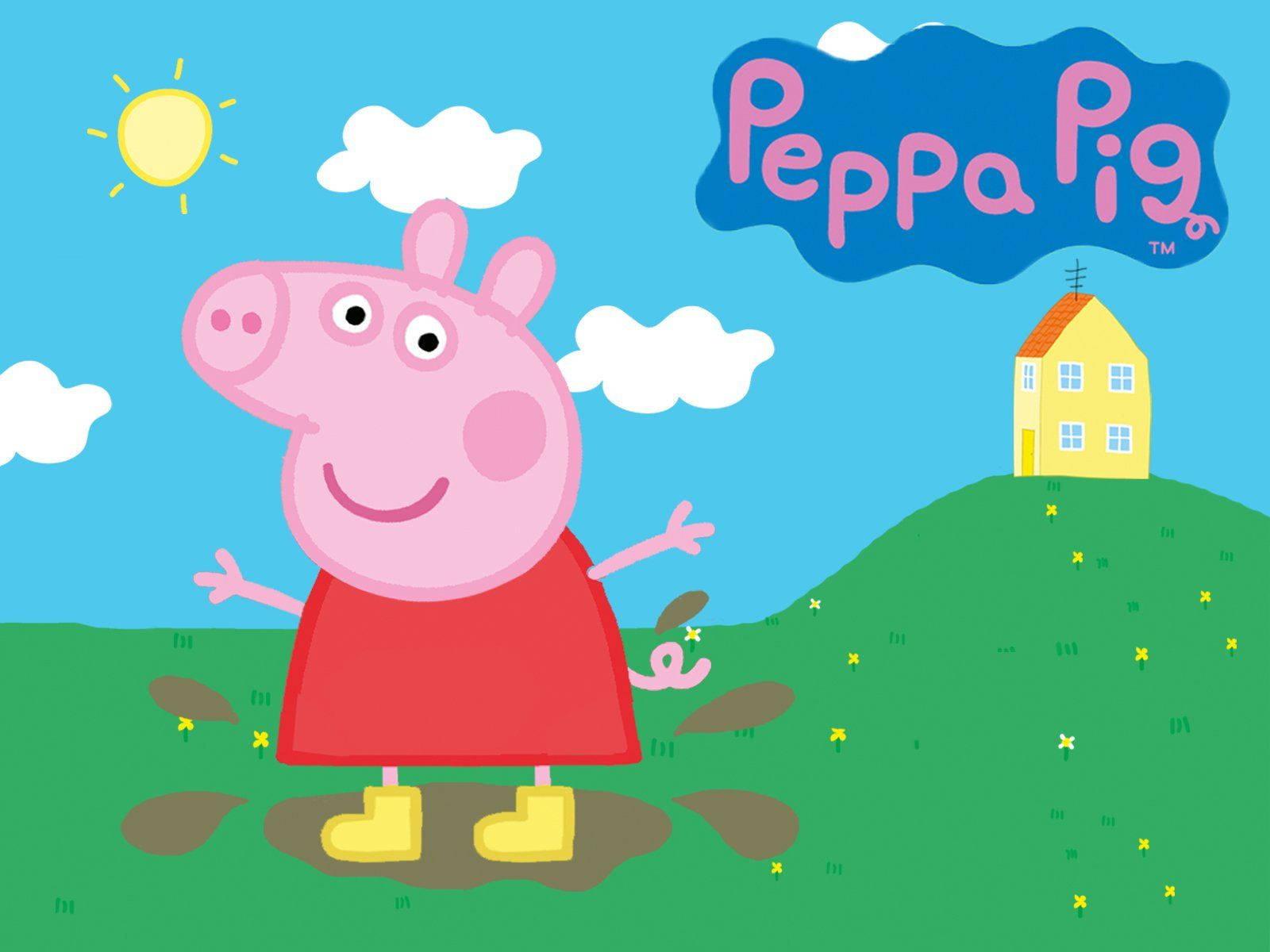 Çamurlu Yeşil Alan Peppa Pig Tablet Duvar Kağıdı