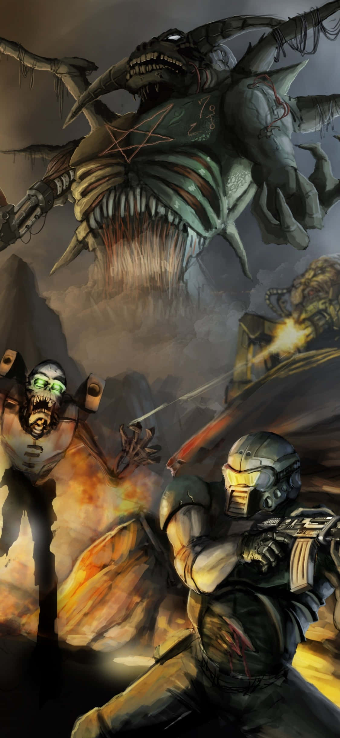 Canavarlar Doom iPhone Xs Arka Planı Duvar Kağıdı