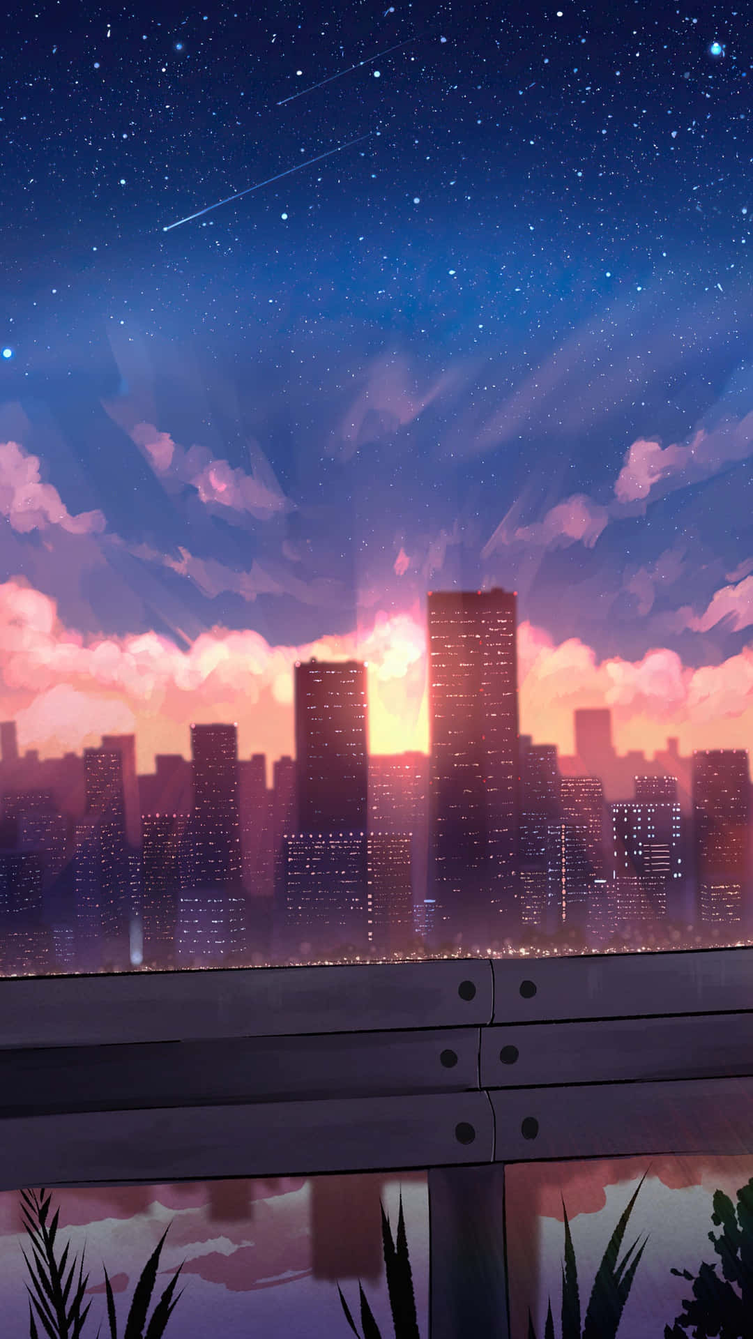 Canlı Anime Şehir Manzarası Duvar Kağıdı