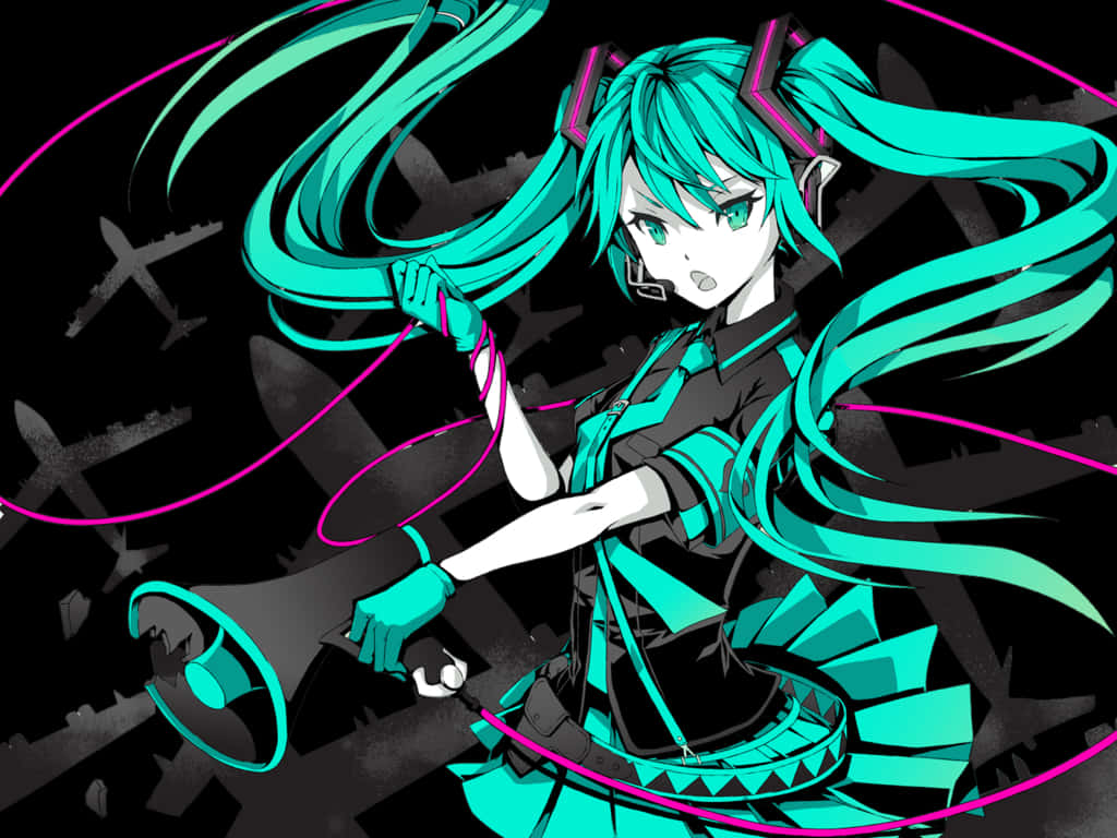 Canlı Hatsune Miku Sanat Eseri Duvar Kağıdı