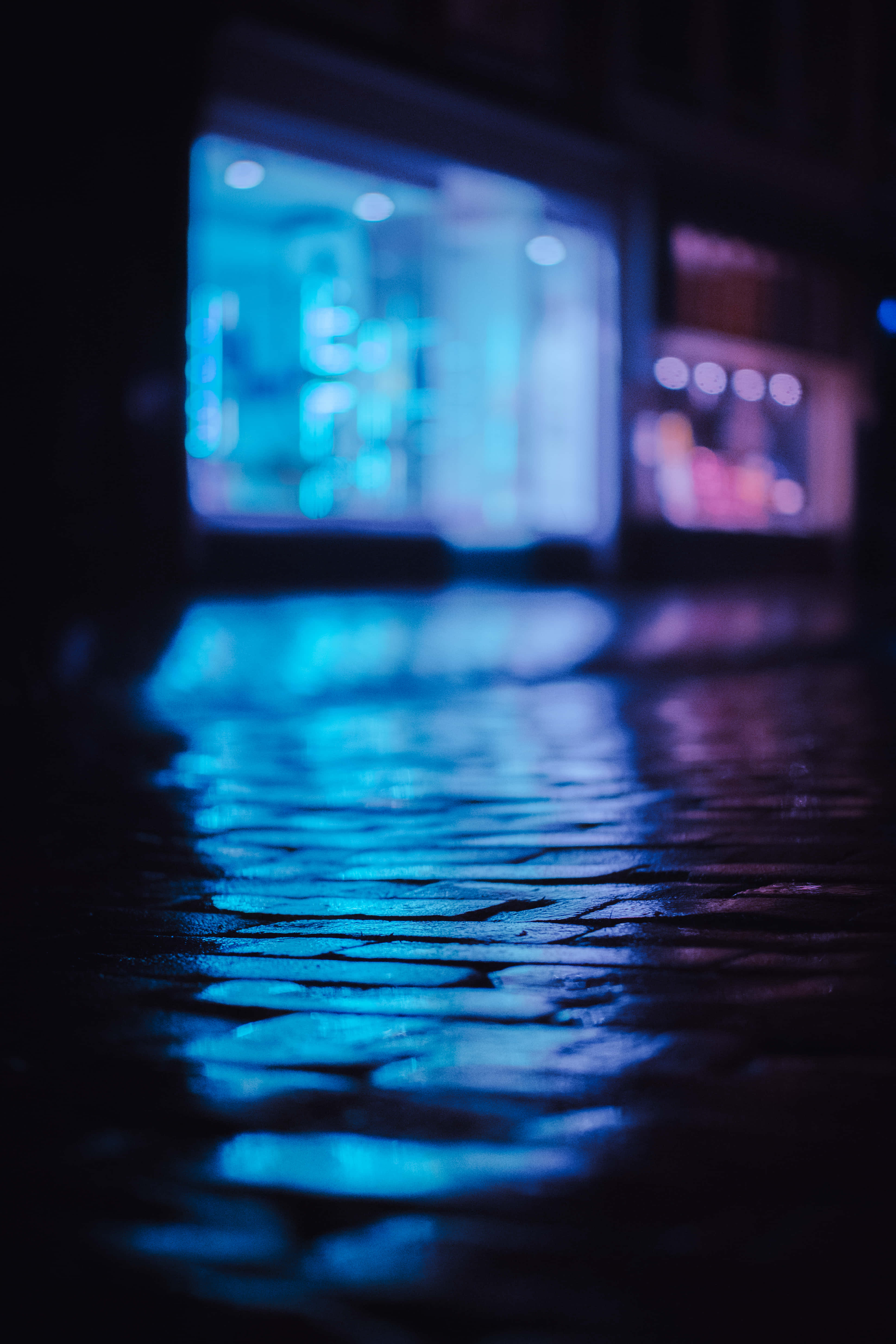 Canlı Neon Mavi Arka Plan Duvar Kağıdı