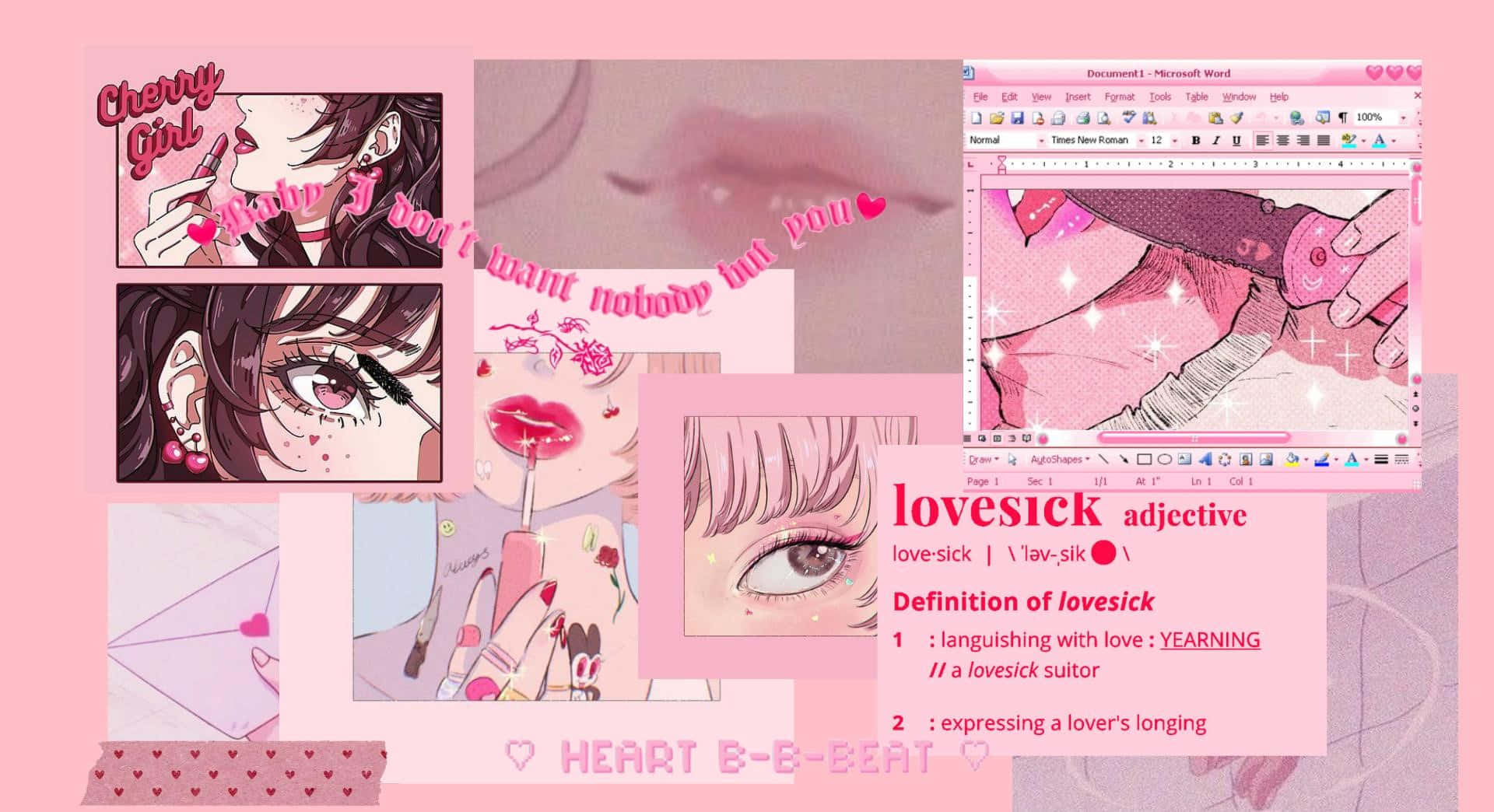 Canlı pembe estetik illüstrasyon, tüm anime ihtiyaçlarınız için mükemmel. Duvar Kağıdı