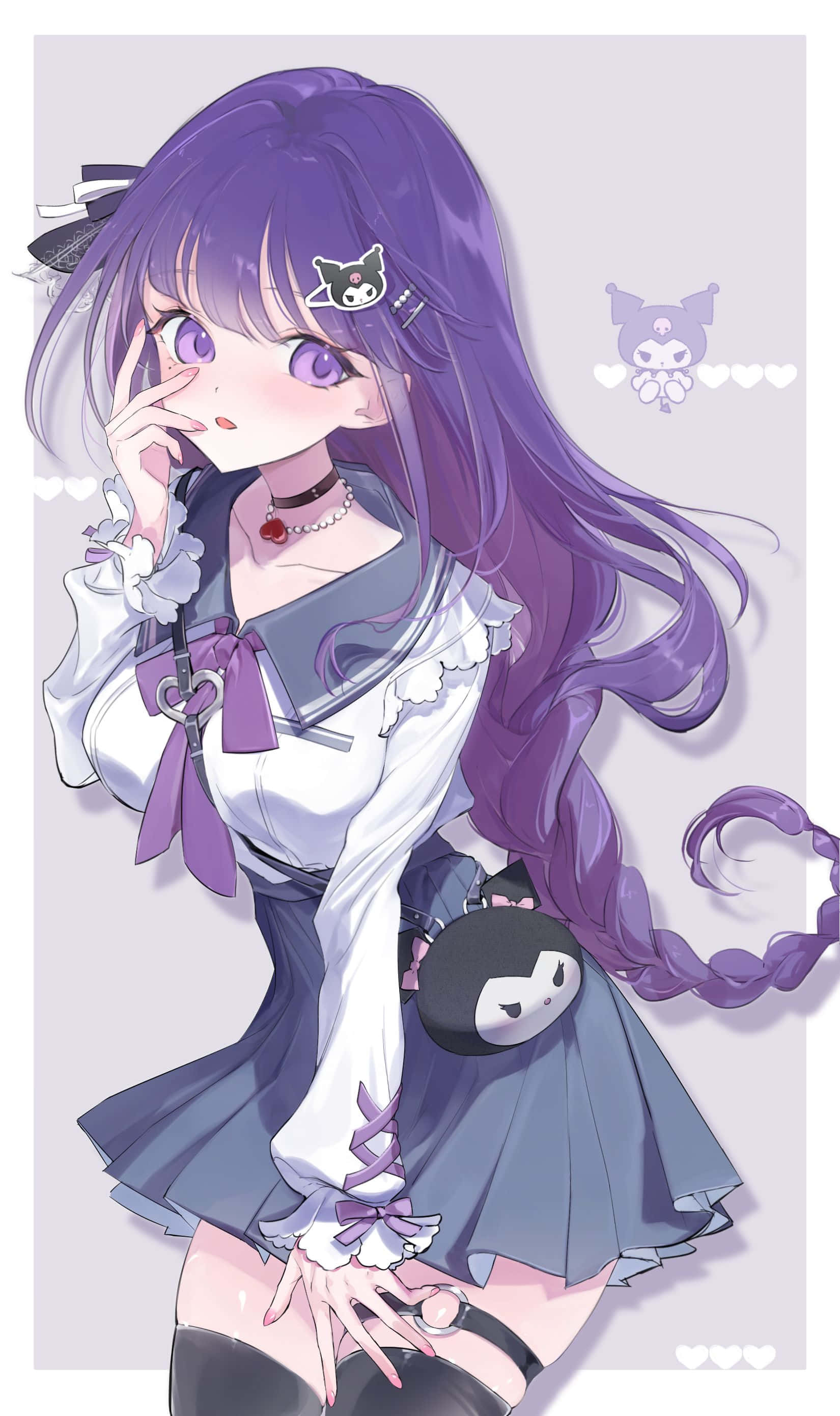 Canlı Renklerde Büyüleyici Kuromi Fanartı Duvar Kağıdı