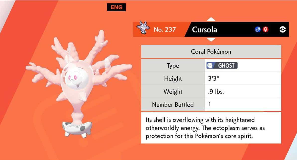 Canlı Hayalet Tipi Pokémon Cursola İllüstrasyonu Duvar Kağıdı