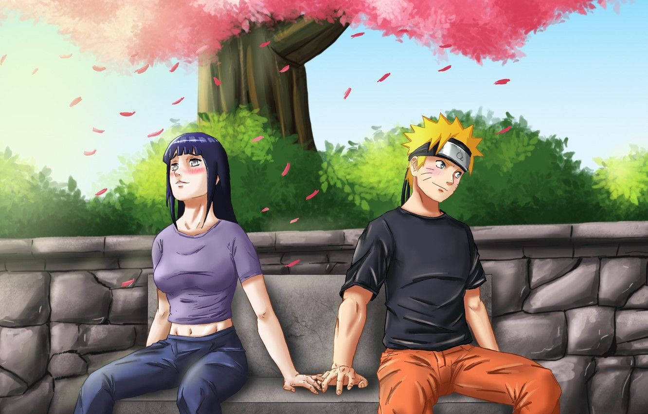 Canlı Naruto ve Hinata Kiraz Çiçekleri Altında