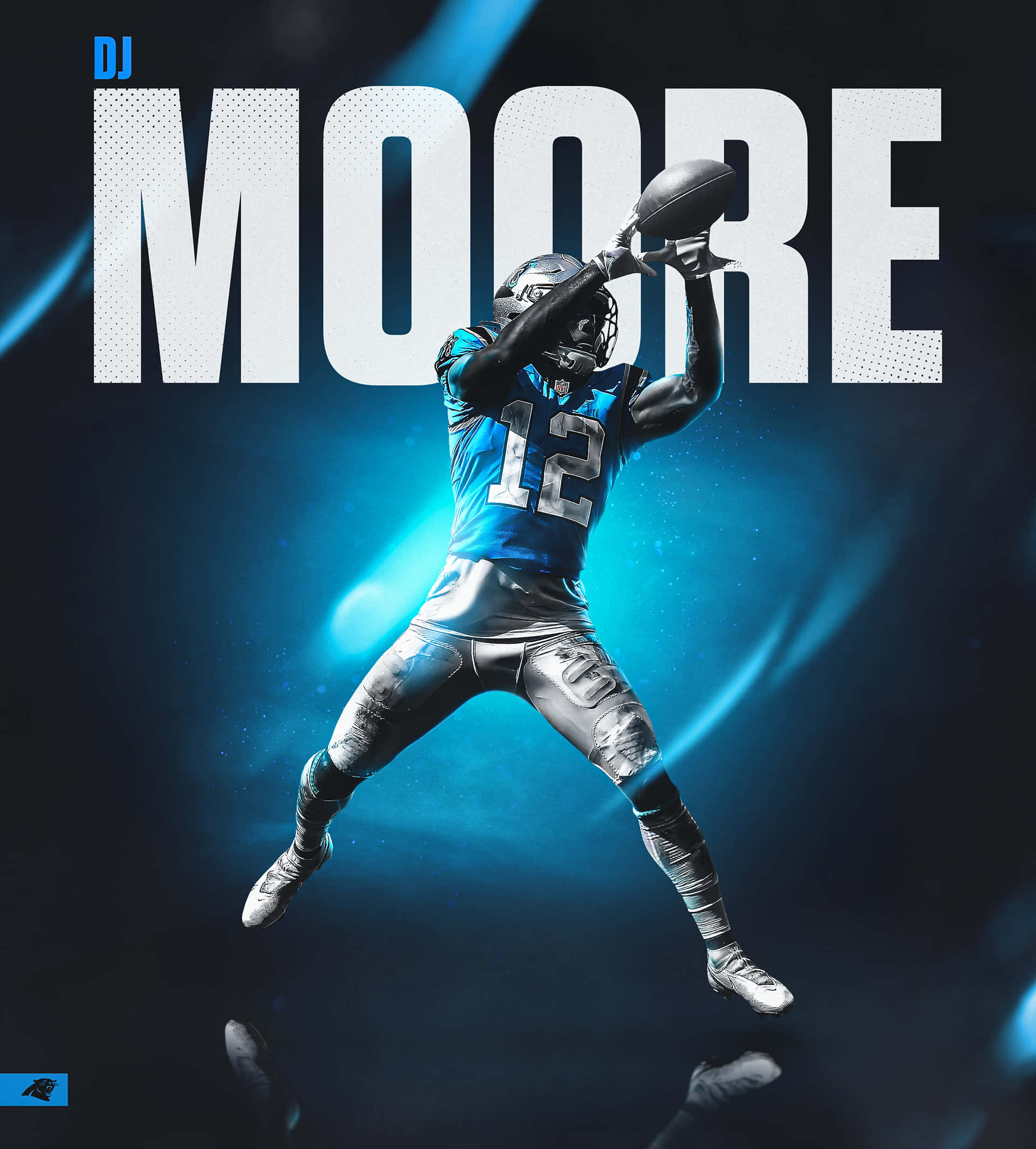 Carolina Panthers DJ Moore Koyu Mavi Duvar Kağıdı