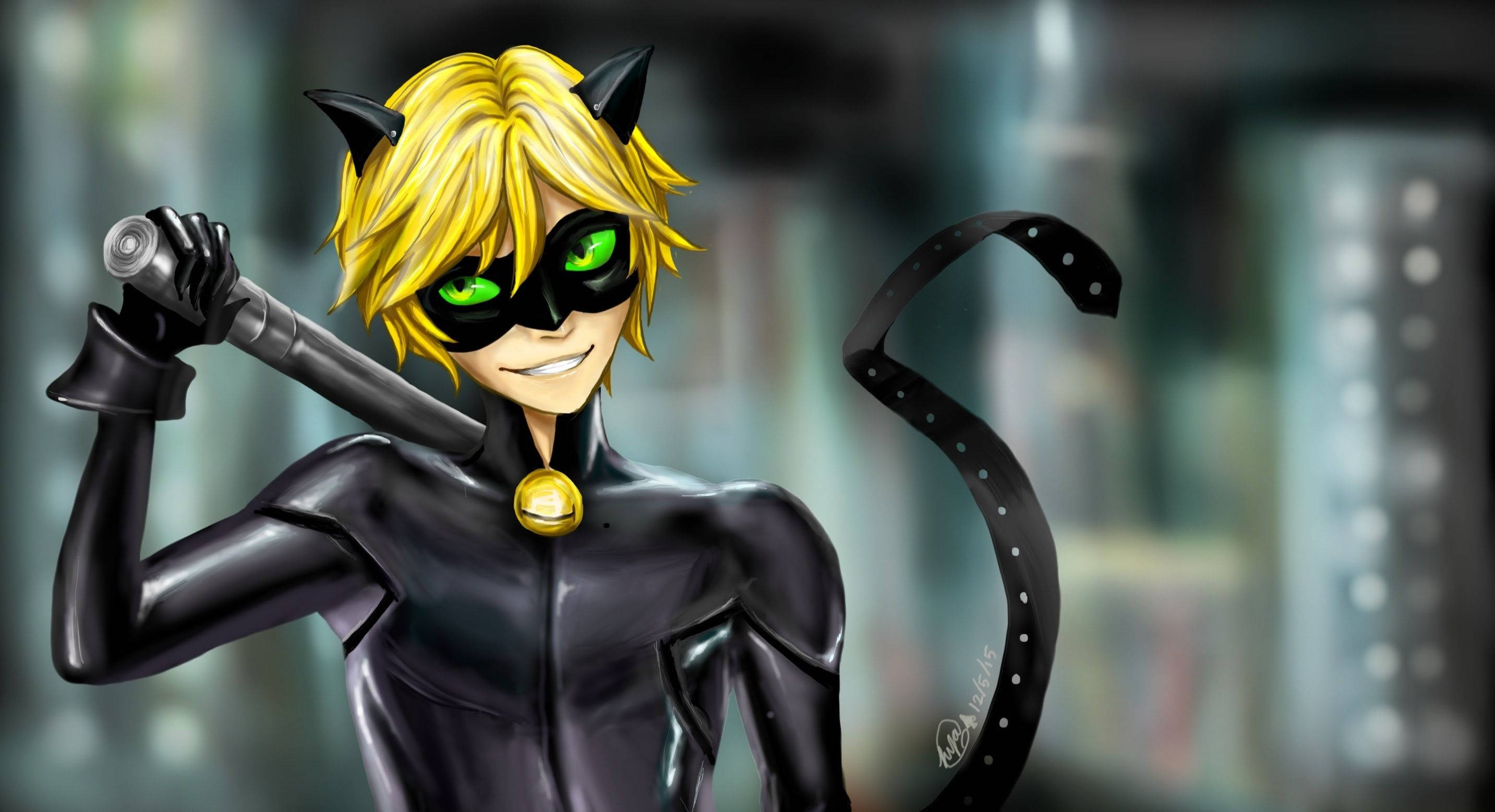 Cat Noir Dijital Çizim Duvar Kağıdı