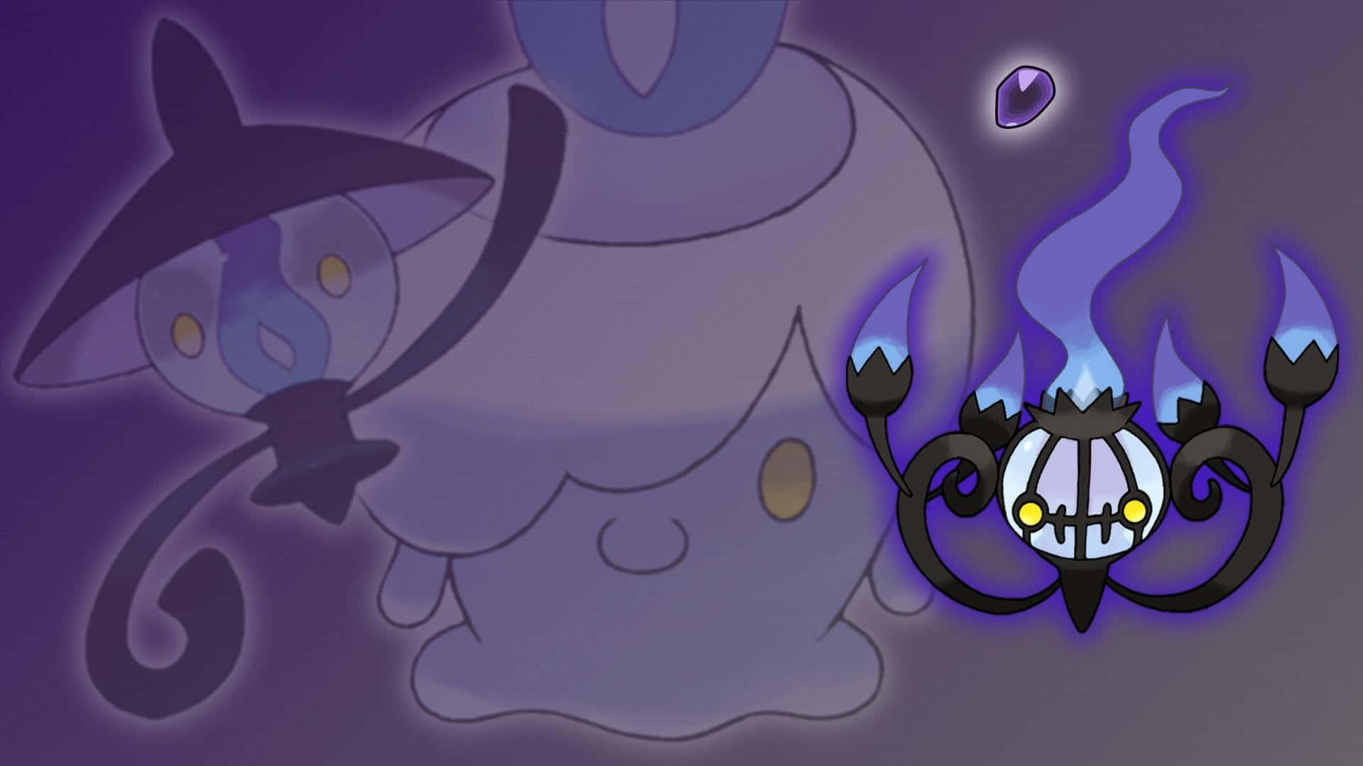 Chandelure, Lambent ve Litwick Silüetiyle Duvar Kağıdı