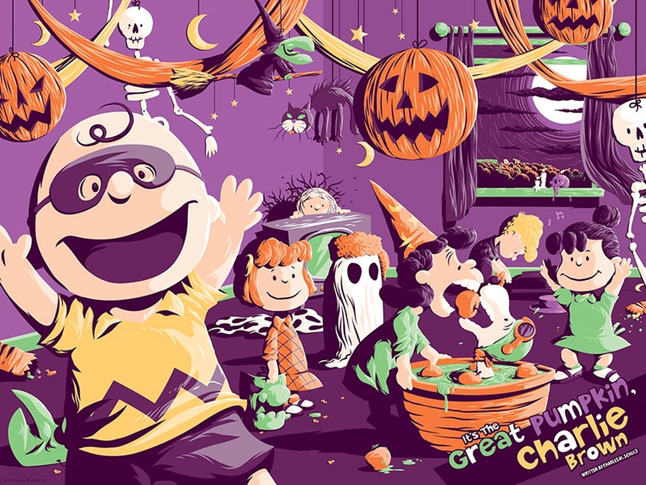 Charlie Brown Mor Cadılar Bayramı Partisi Duvar Kağıdı