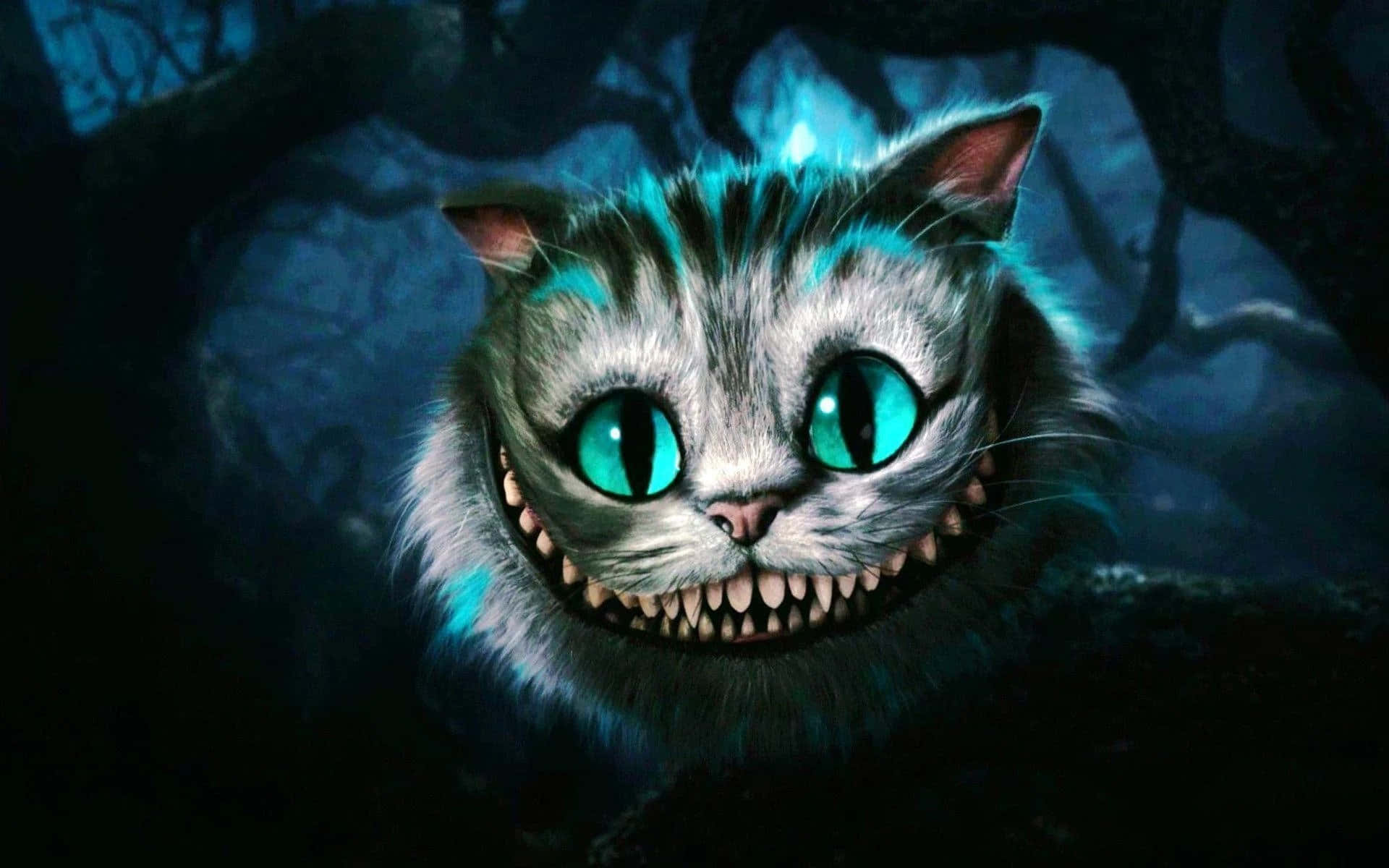 Cheshire Kedisi'nin her şeyi bilen, gizemli ifadesi Duvar Kağıdı