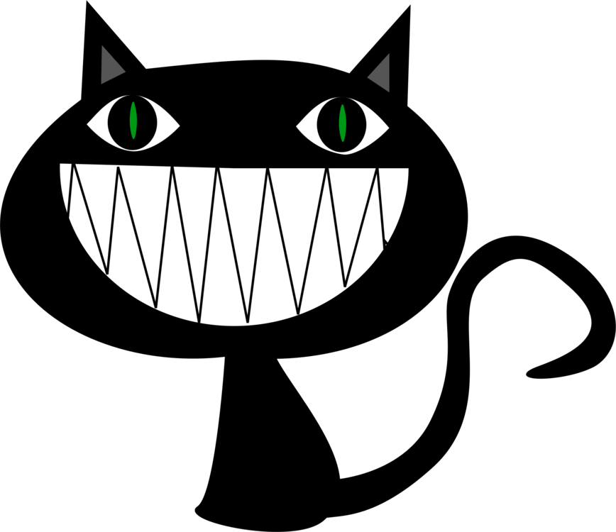 Cheshire Tarzı Siyah Kedi Karikatürü Duvar Kağıdı