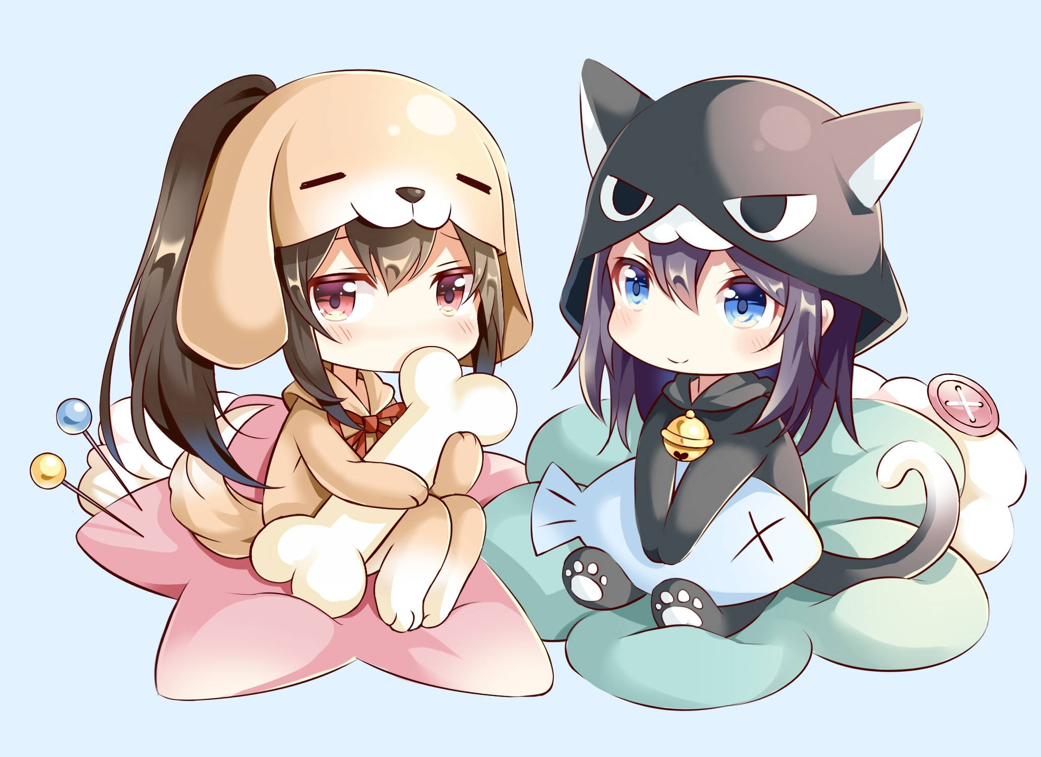 Chibi Anime Kızı Kapüşonlu Duvar Kağıdı