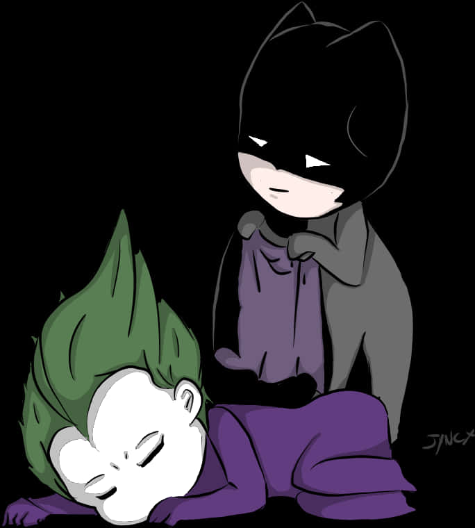 Chibi Batman ve Uyuyan Joker Duvar Kağıdı