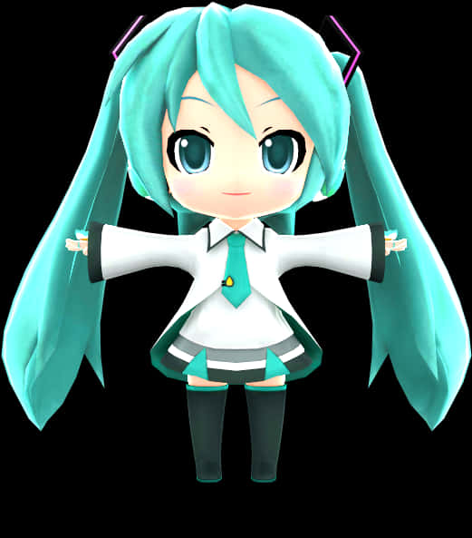 Chibi Hatsune Miku Figürü Duvar Kağıdı