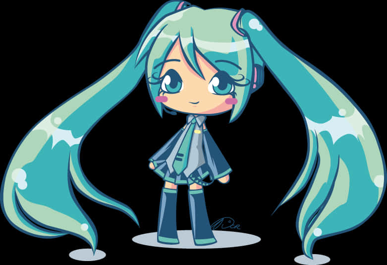 Chibi Hatsune Miku Vektör Sanatı Duvar Kağıdı